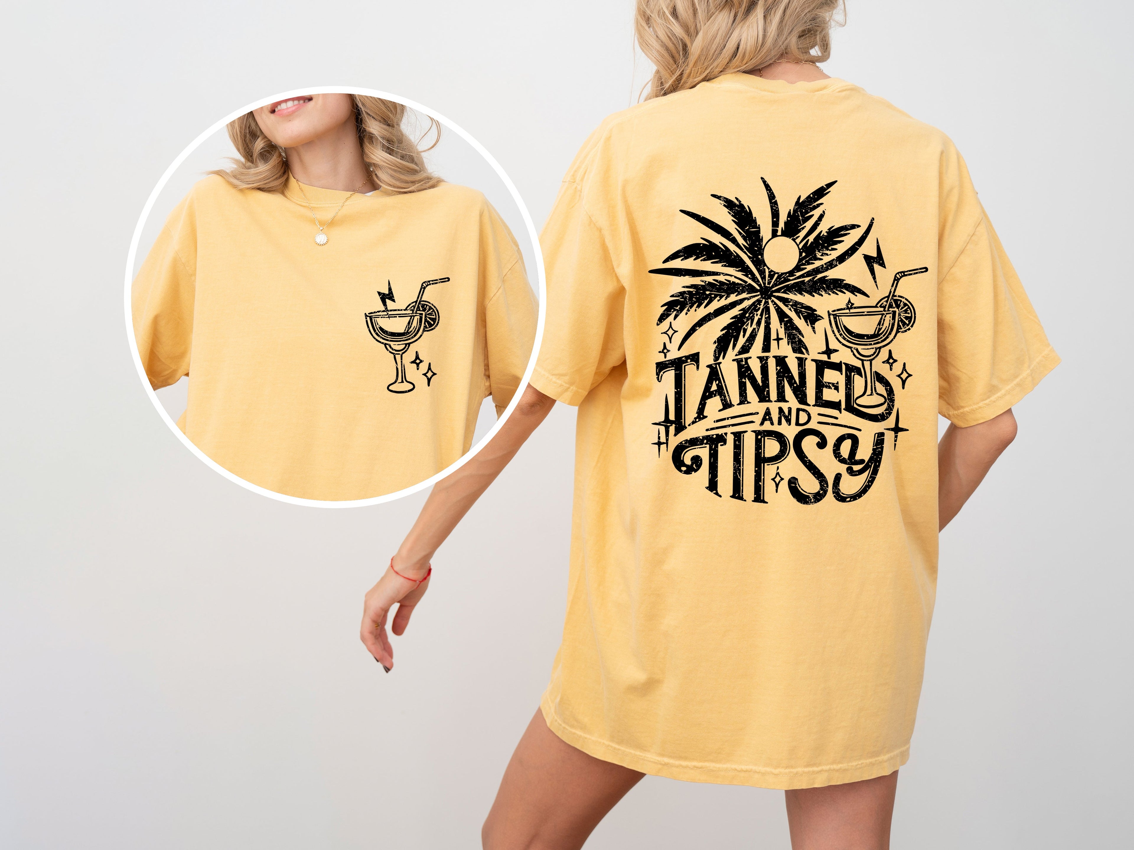 Tanned and Tipsy Drunk Vibes Summer Fun Beach Days Margarita Hot Girl Summer Comfort Colors Tee