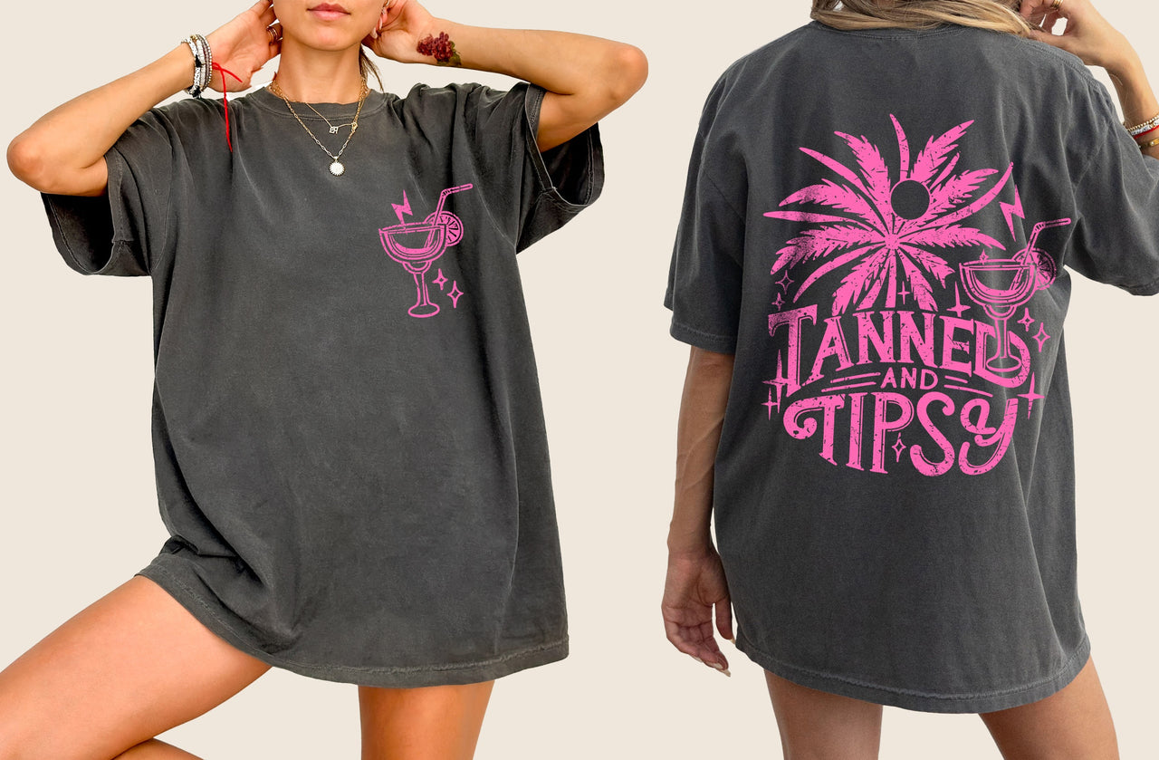 Tanned and Tipsy Drunk Vibes Summer Fun Beach Days Margarita Hot Girl Summer Comfort Colors Tee