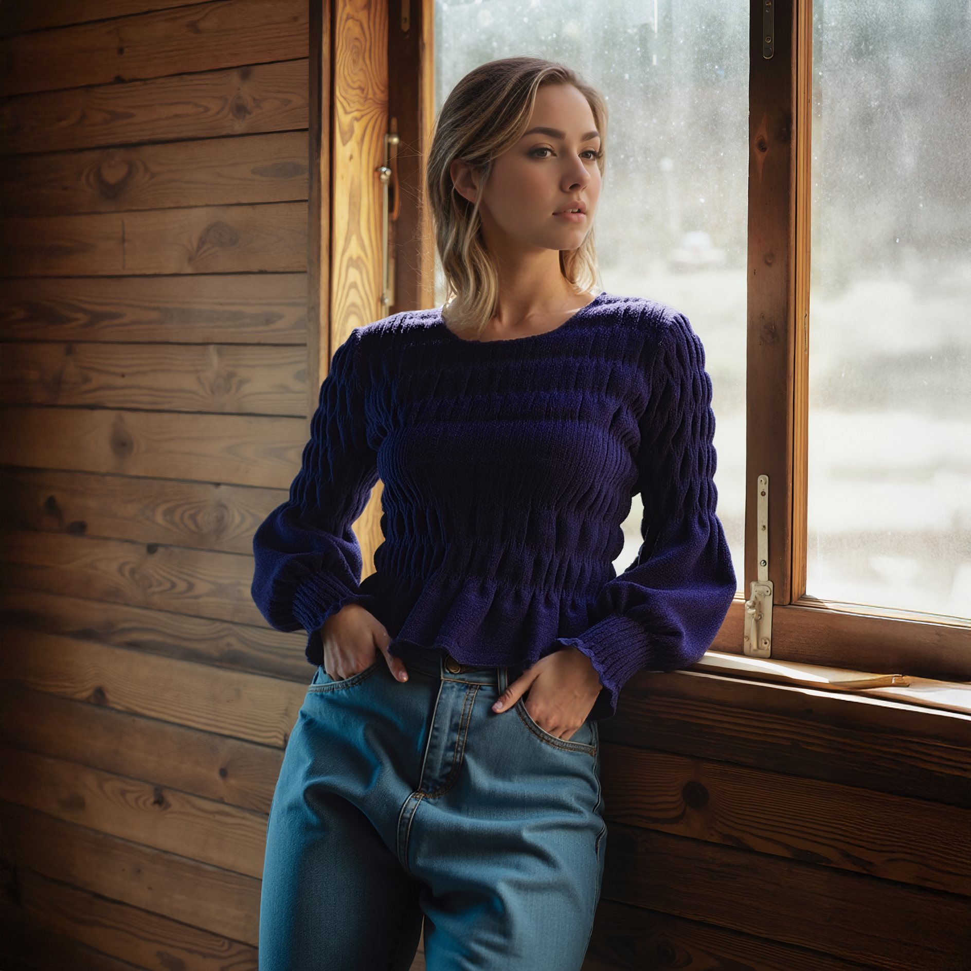 Women's Peplum Sweater In Midnight