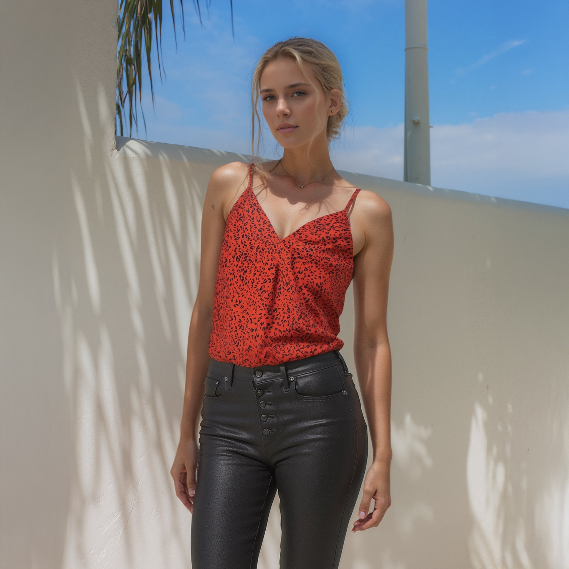 Women's Leopard Wrap Front Bodysuit In Red Leopard