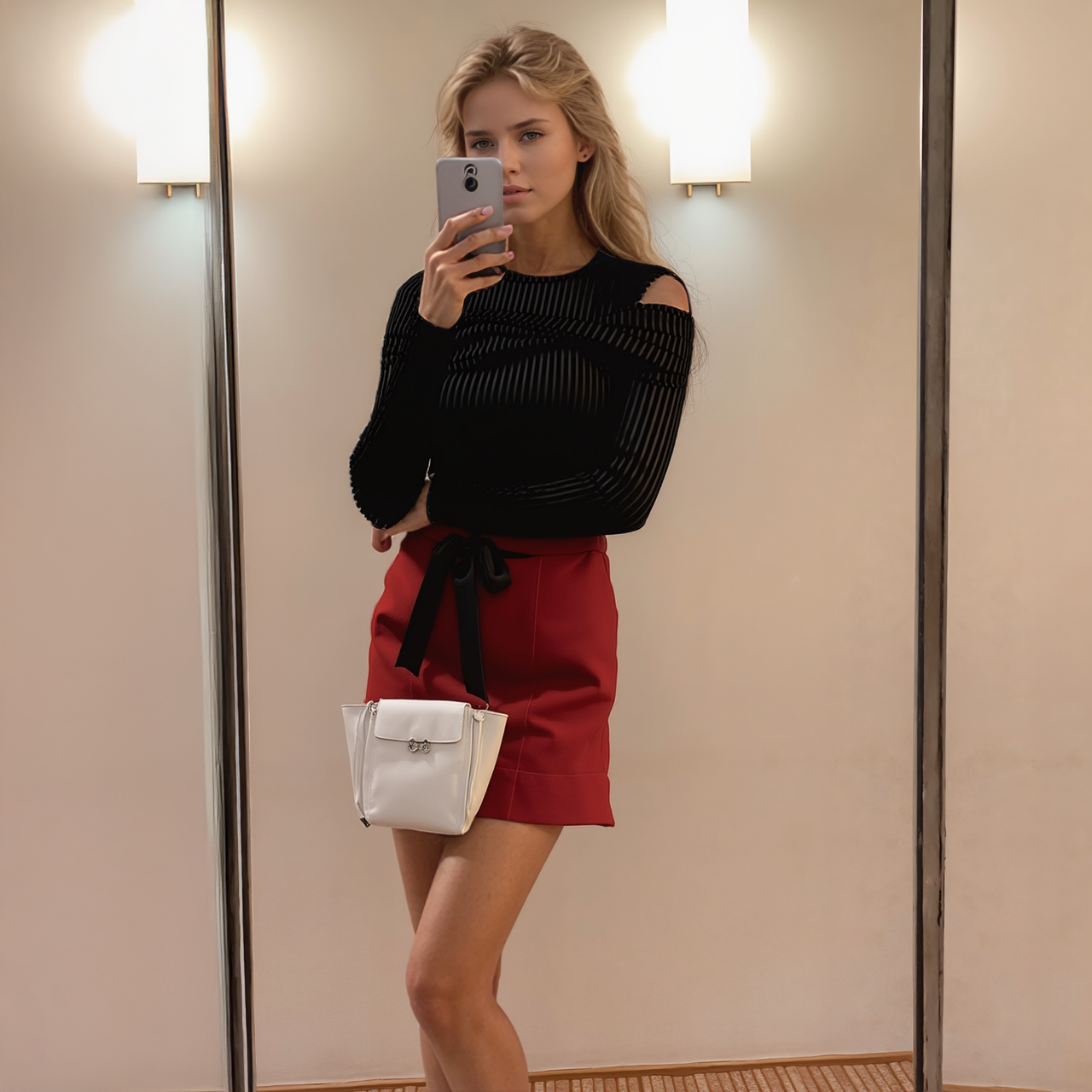Women's Open Shoulder Stripe Velvet Top