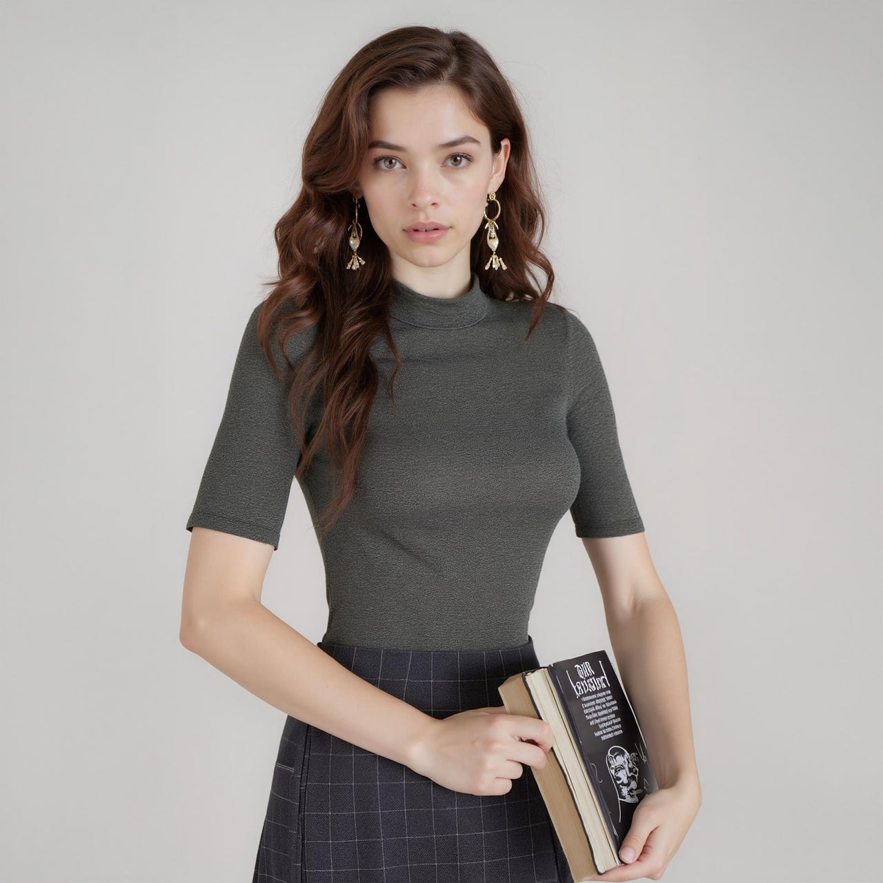 Women's Half Sleeve Turtle Neck Fitted Top