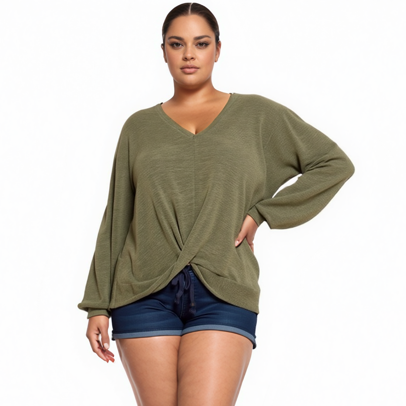 Pleione Women's Surplice Hem Knit Top