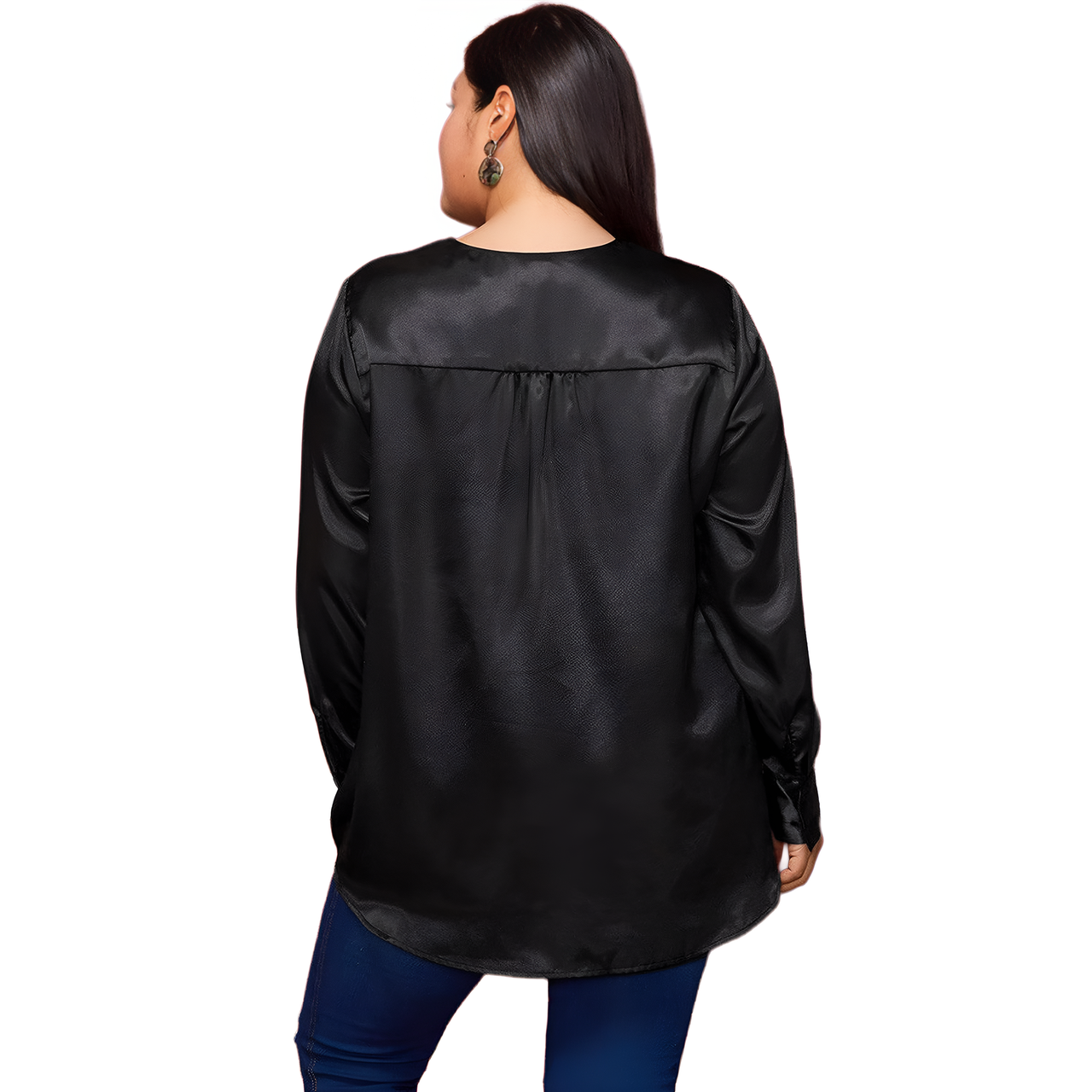 Pleione Plus Size Women's Charmeuse Contrast Cross Front Blouse