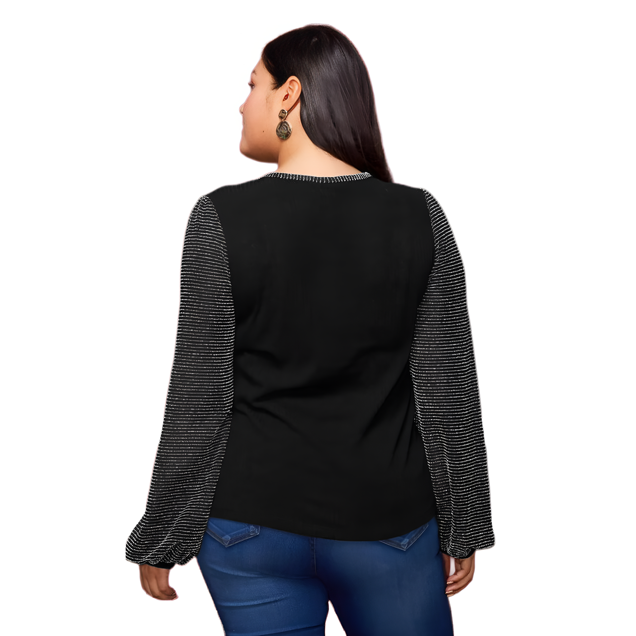 Pleione Plus Size Ribbed Round Neck Holiday Top