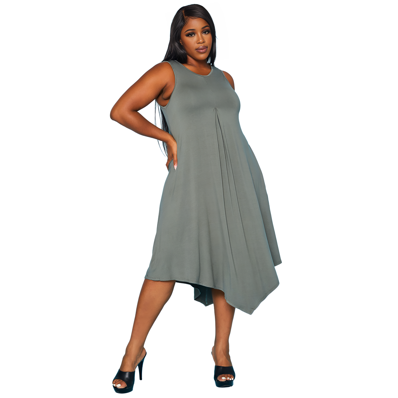 Plus Size Women's Basic Sleeveless Reverie Dress