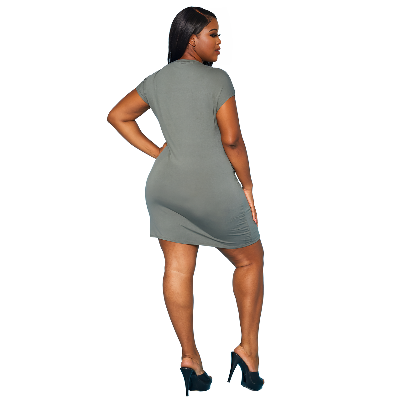 Plus Women's Basic V-Neck Mini Wrap Dress
