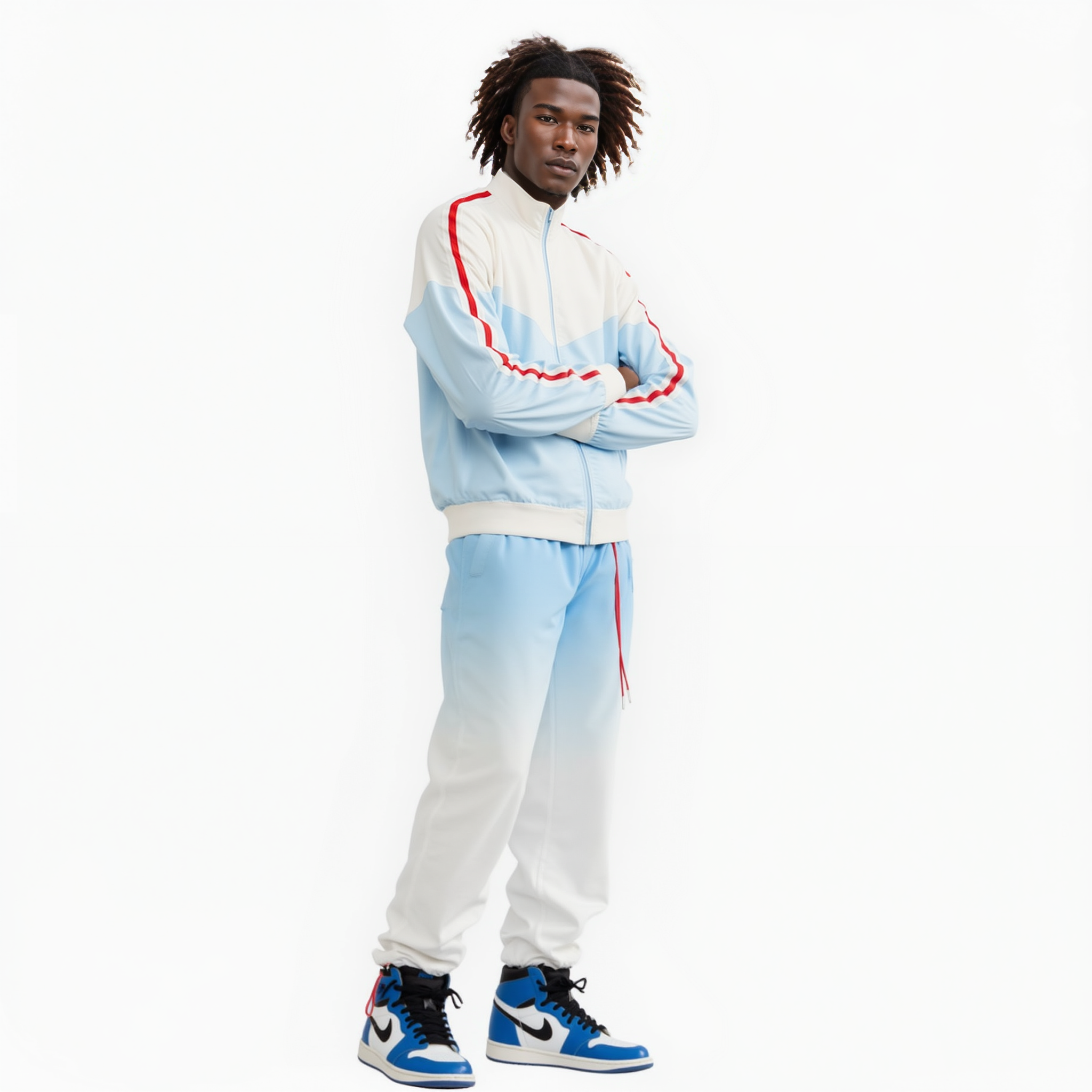 Blank State Men's Retro Swishy Track Jacket in Sky Blue
