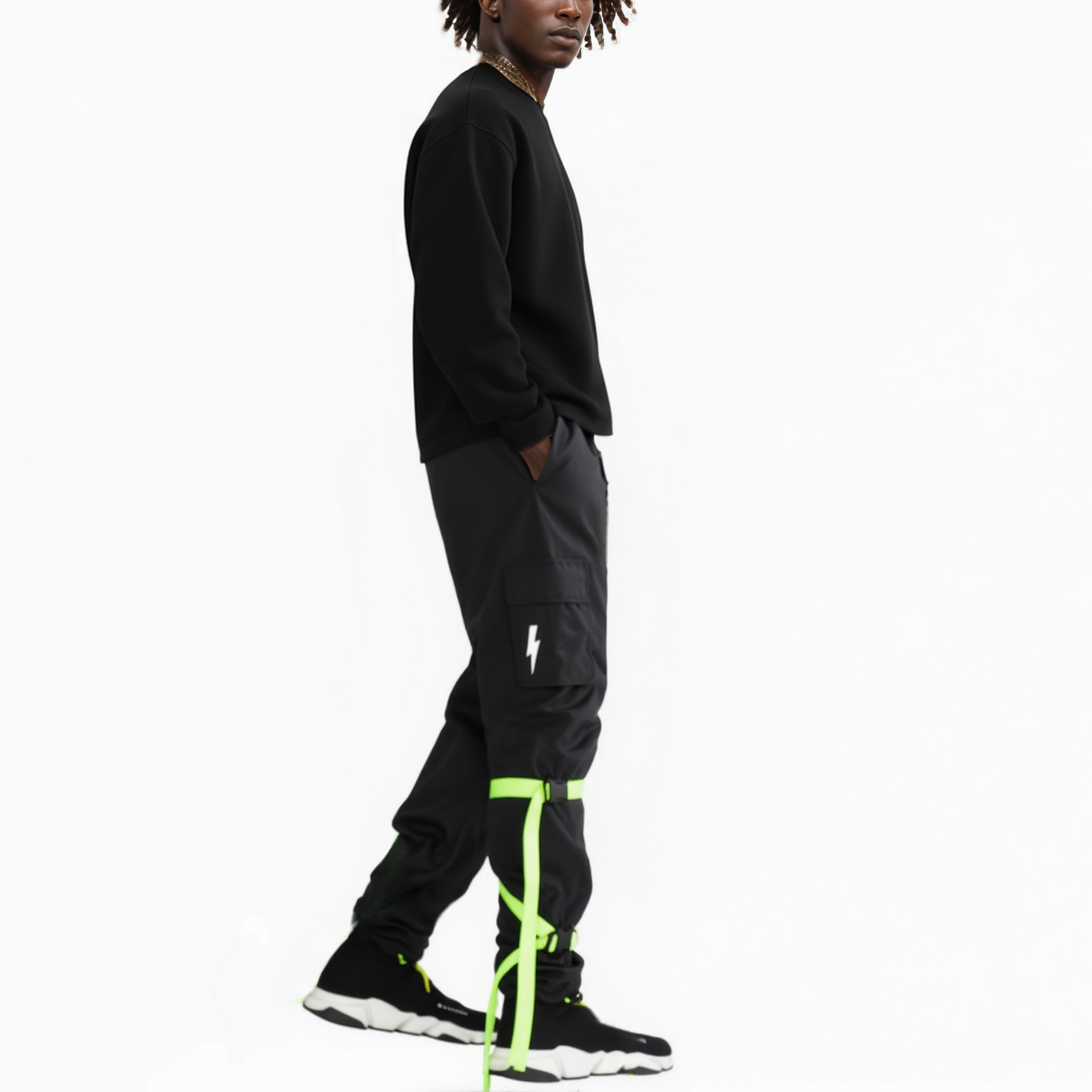 Blank State Men's Swishy Utility Cargo Pants in Black