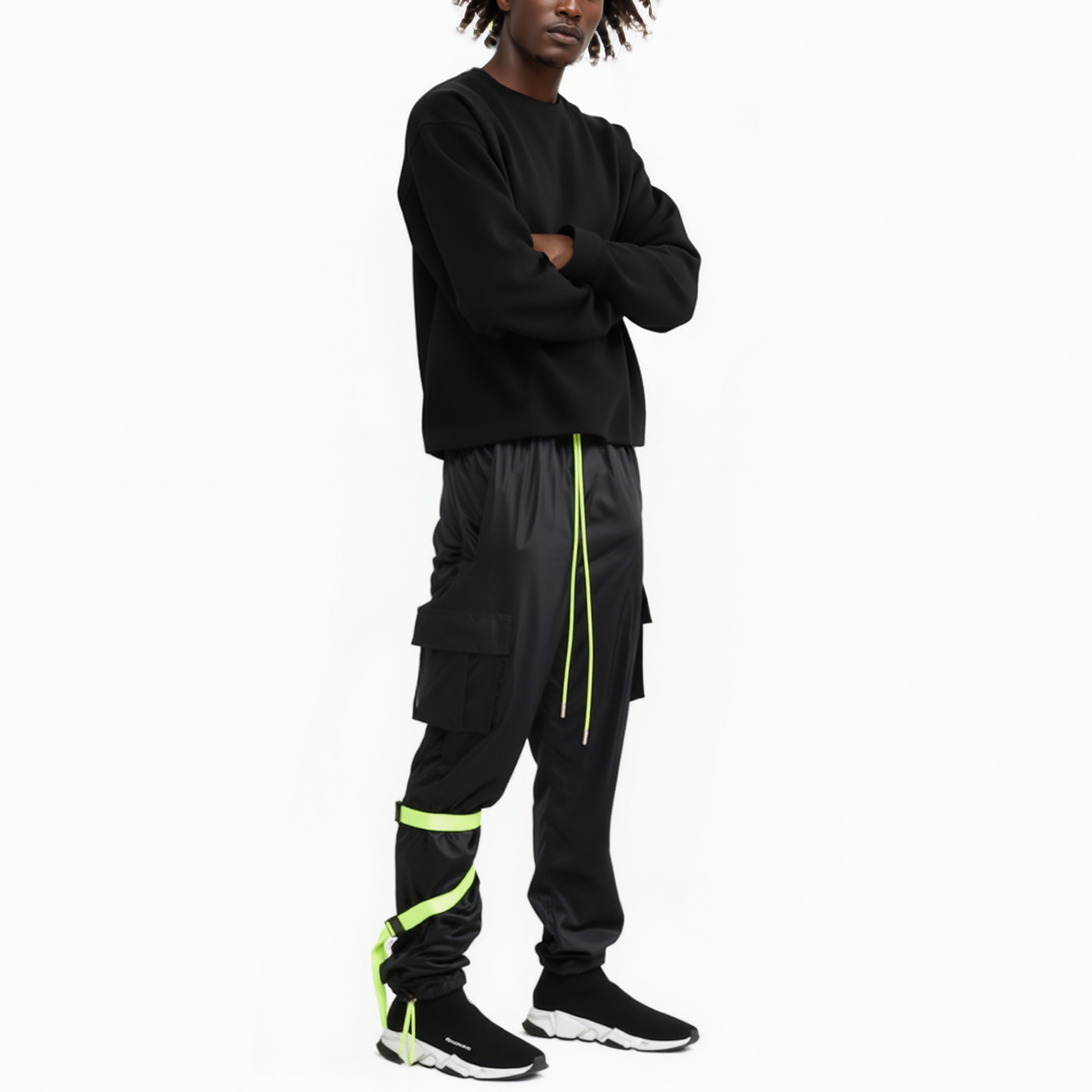 Blank State Men's Swishy Utility Cargo Pants in Black