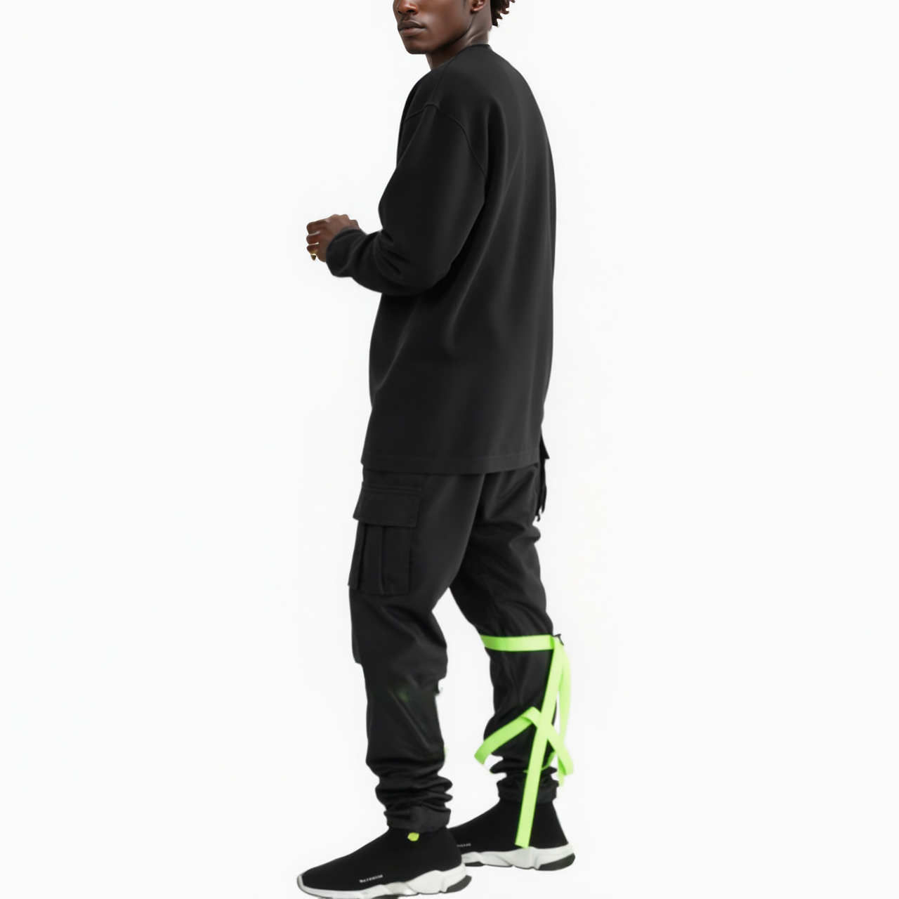 Blank State Men's Swishy Utility Cargo Pants in Black