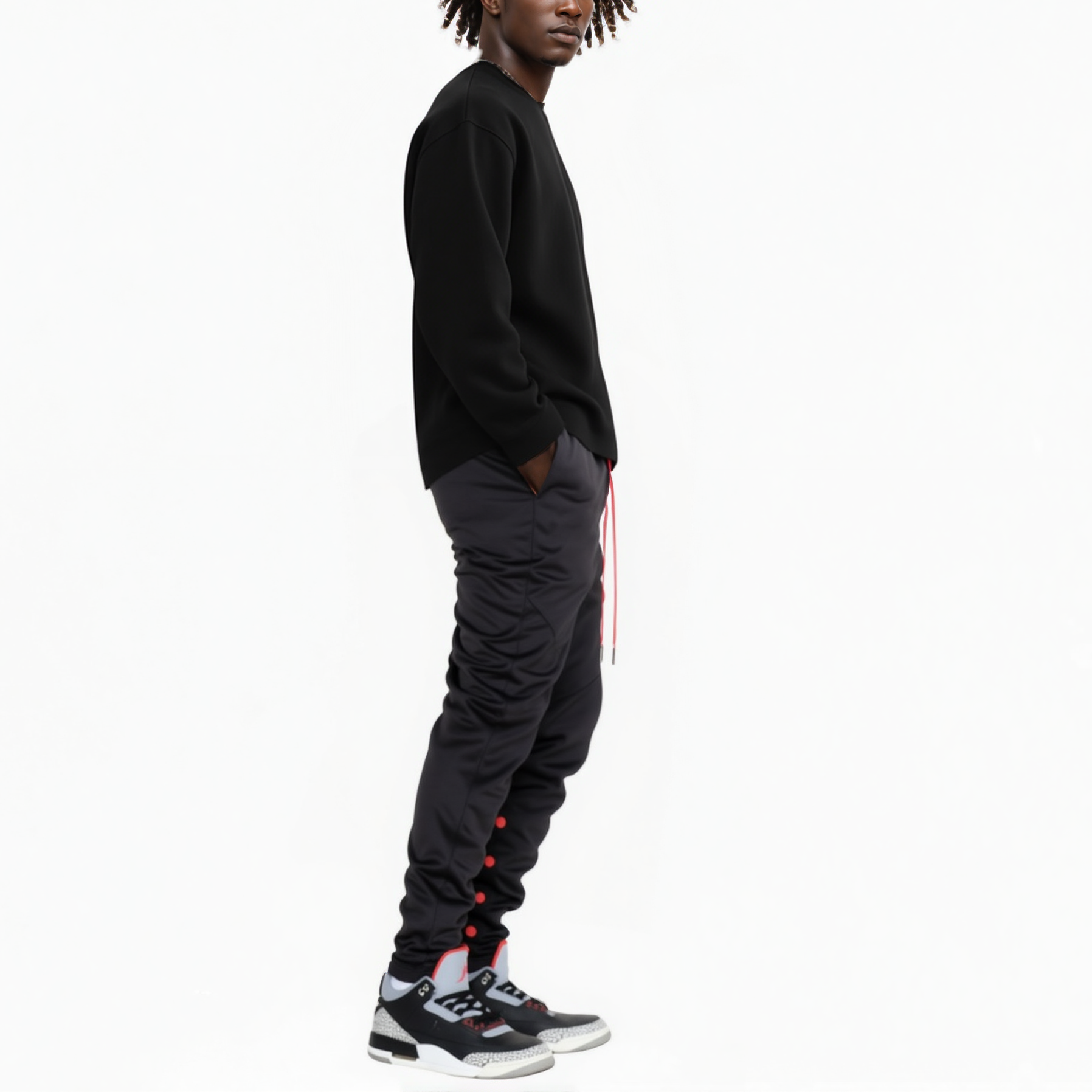 Blank State Men's Snap Track Pants in Black