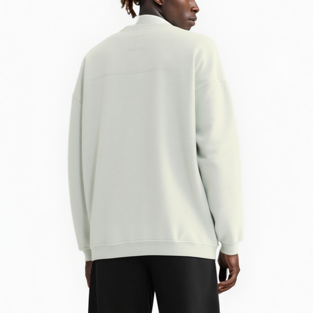 Men's Zipper Chest Pocket Sweatshirt in Off White
