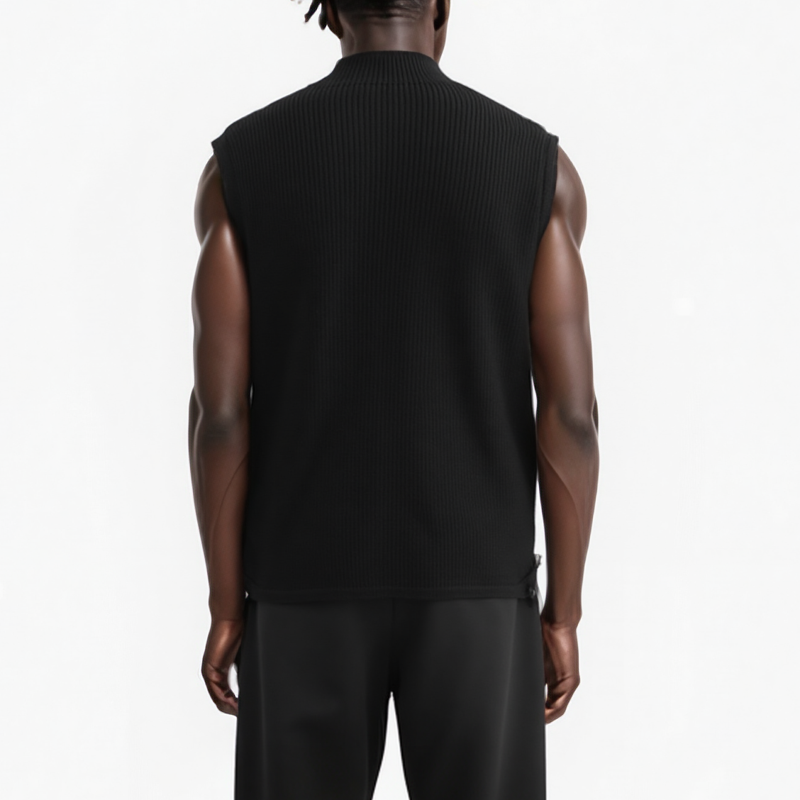 Konus Men's Sweater Utility Vest With Bellow Pockets in Black