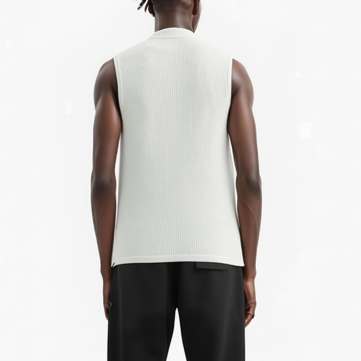 Konus Men's Sweater Utility Vest w/ Bellow Pockets in Off White