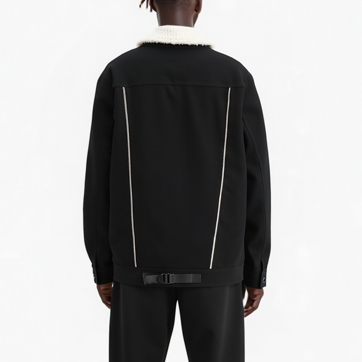 Konus Men's Sherpa Collar Twill Jacket In Black