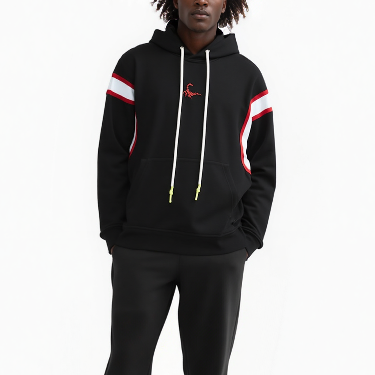 Men's Reflective Pullover Scorpion Hoodie in Black