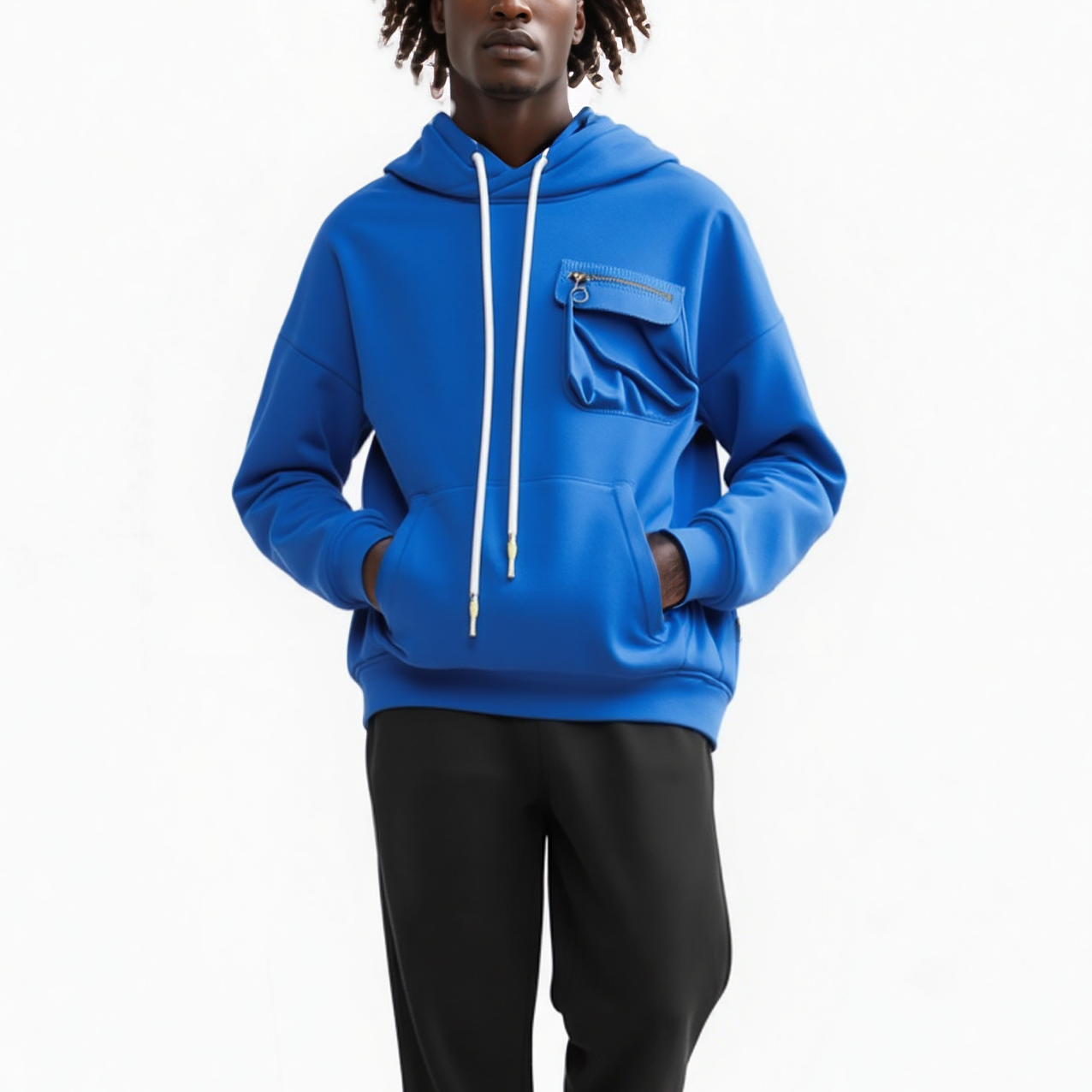 Men's Bellow Pocket Hoodie in Blue