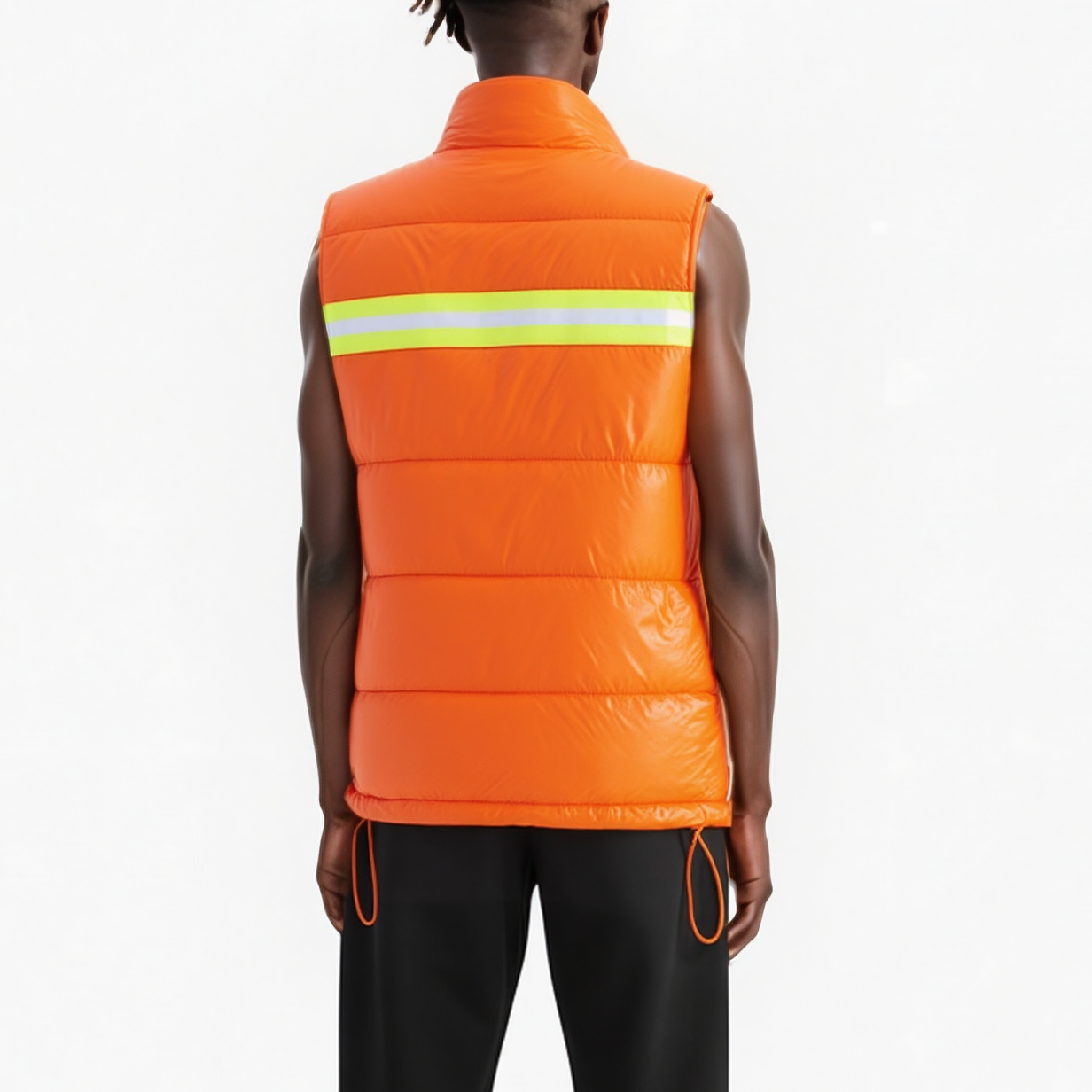Men's Zip-Up Puffer Vest In Orange