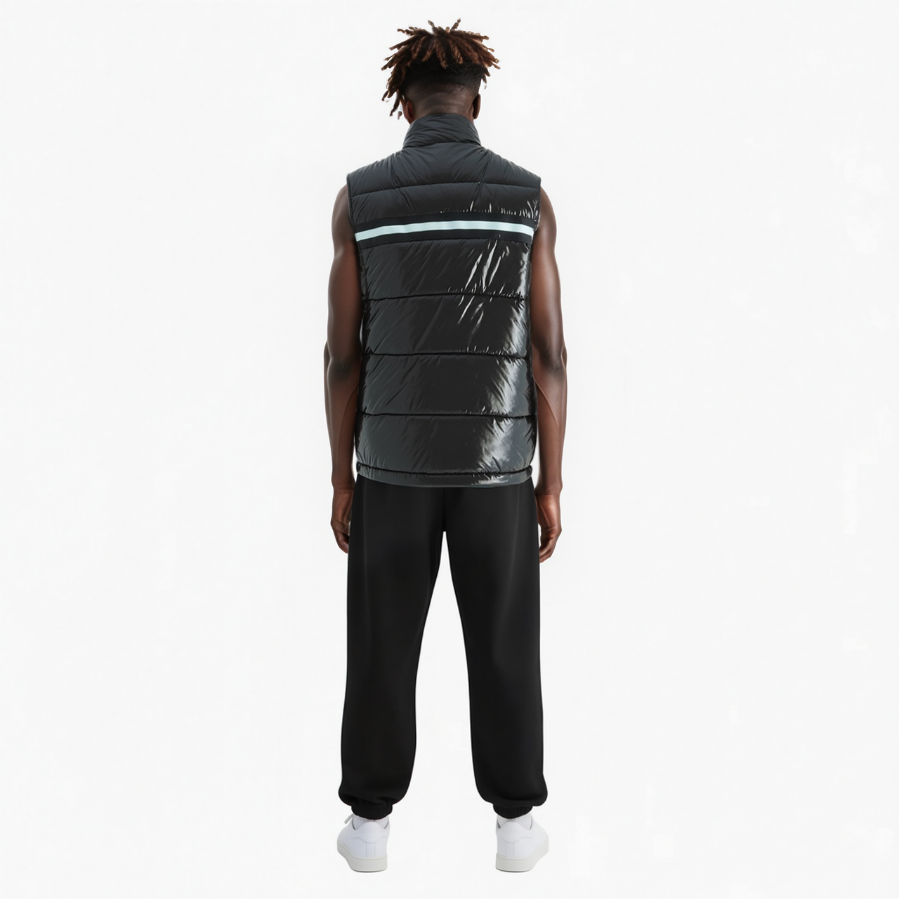Men's Zip-Up Puffer Vest In Black