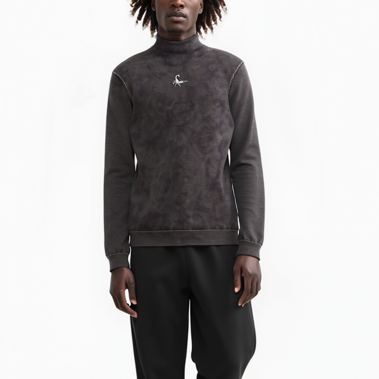 Men's Scorpion Turtle Neck Sweater in Black