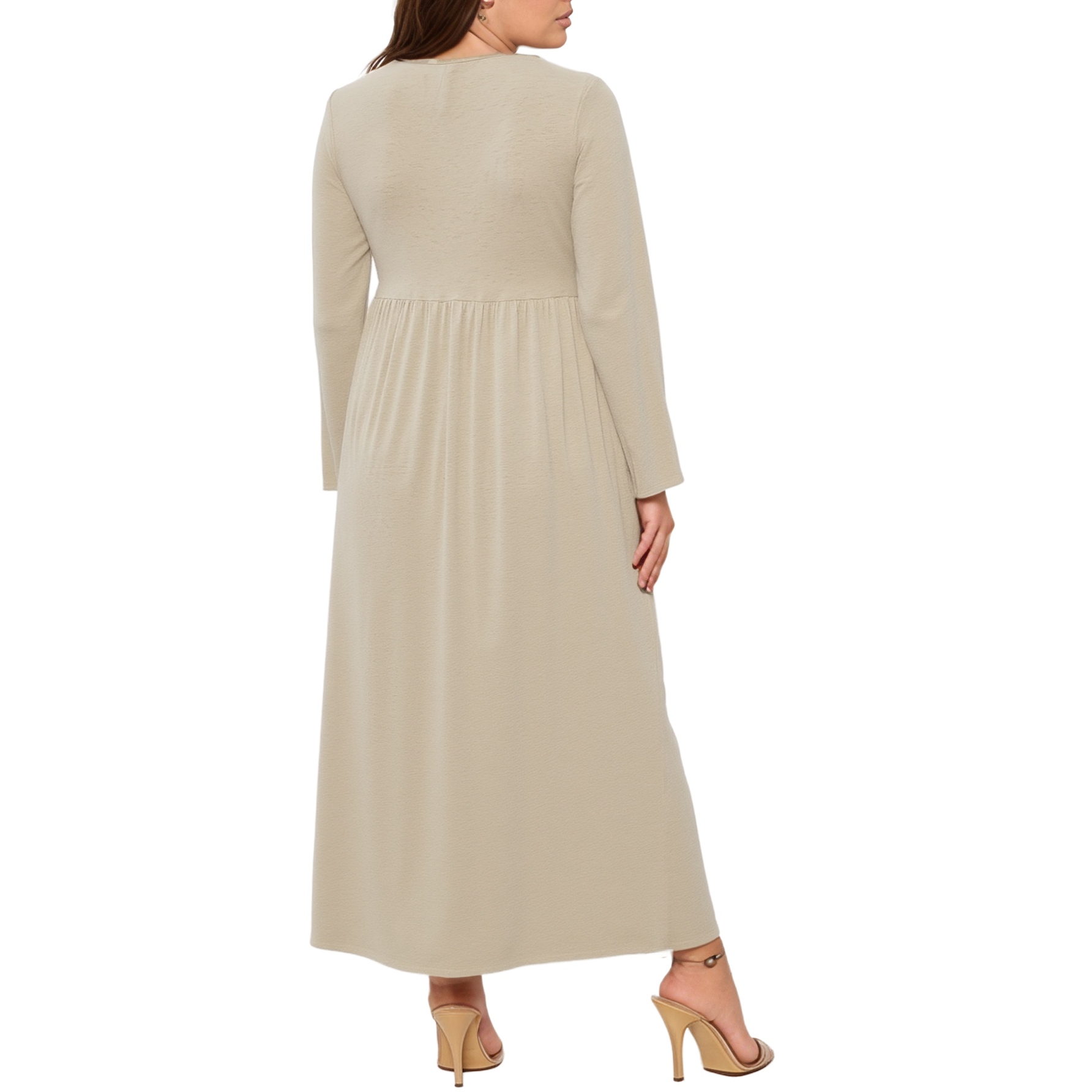 Plus Size Women's Basic Long Sleeve Maxi Dress