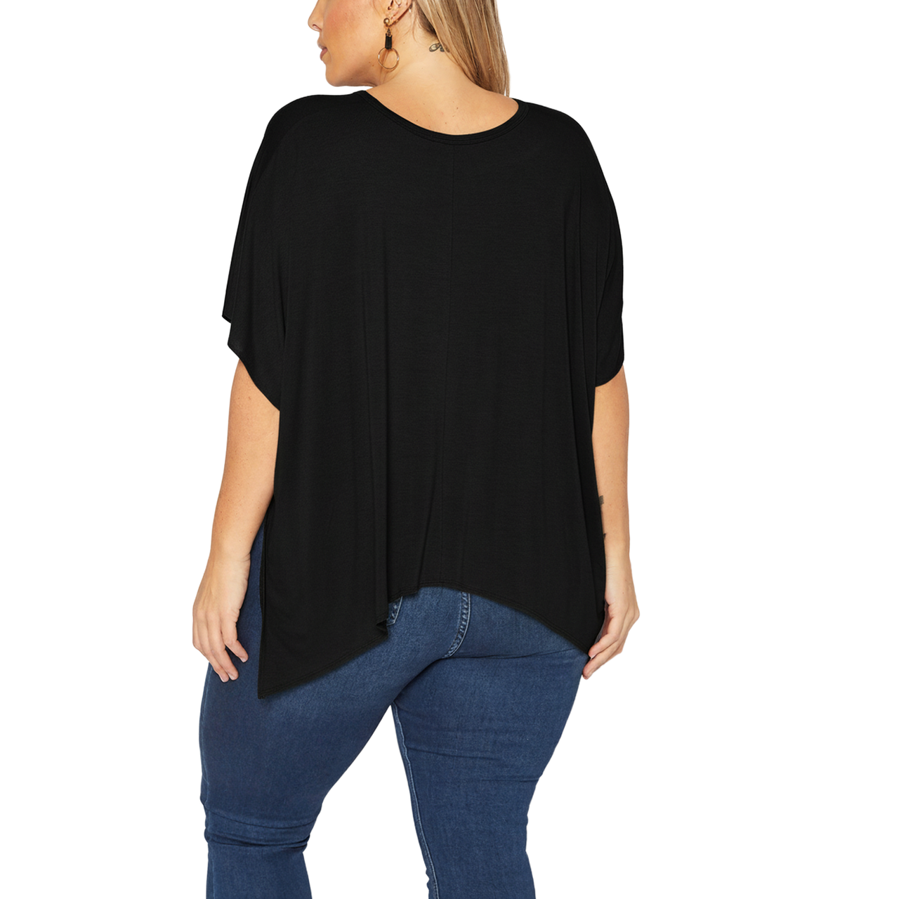 Bellatrix Plus Basic V-Neck Poncho Styled Tunic