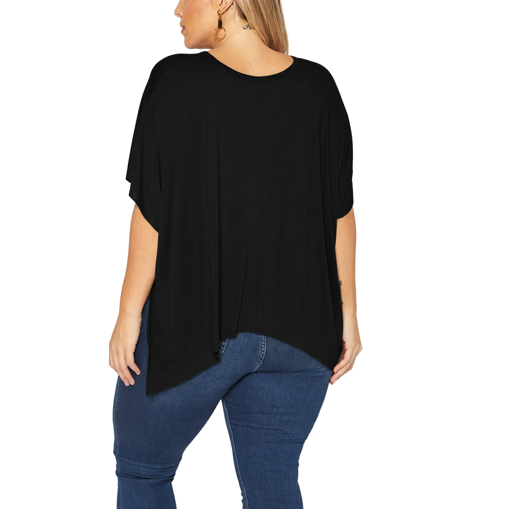 Bellatrix Plus Basic V-Neck Poncho Styled Tunic