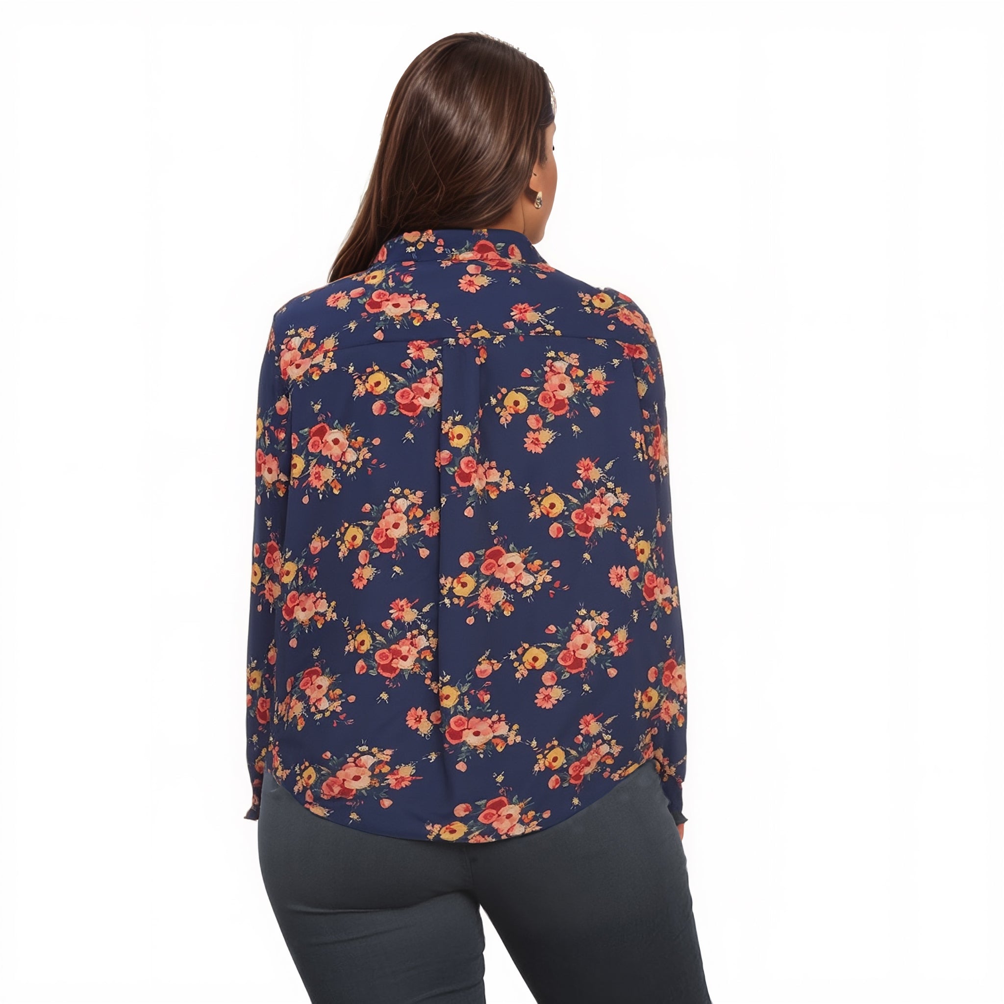 Pleione Plus Tie-Front Button-Down Blouse