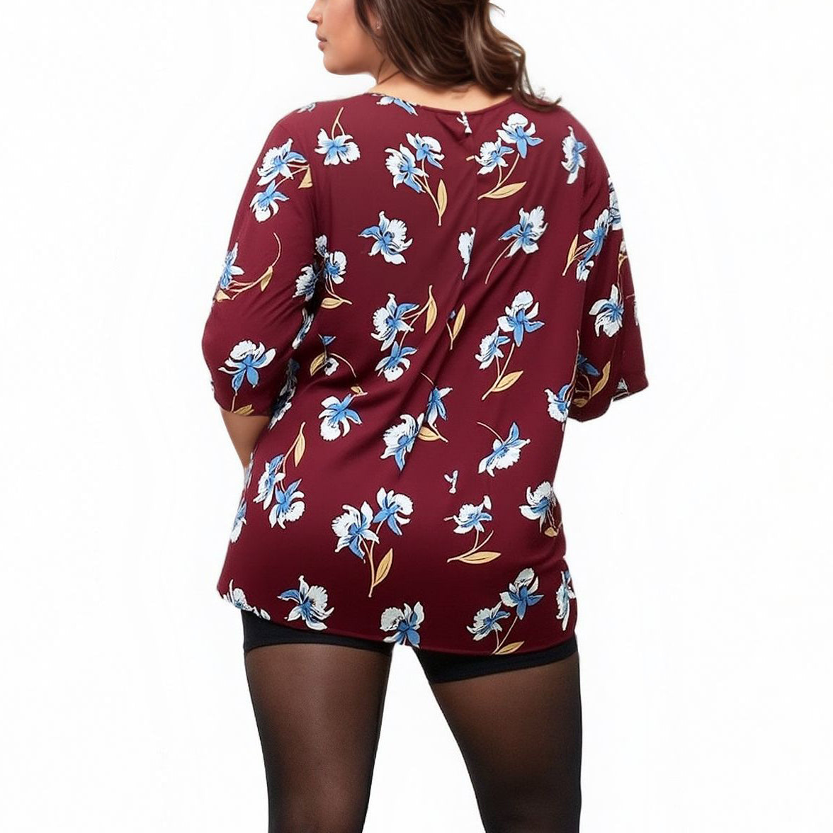 Pleione Plus Size Floral Batwing Kimono Cardigan in Burgundy