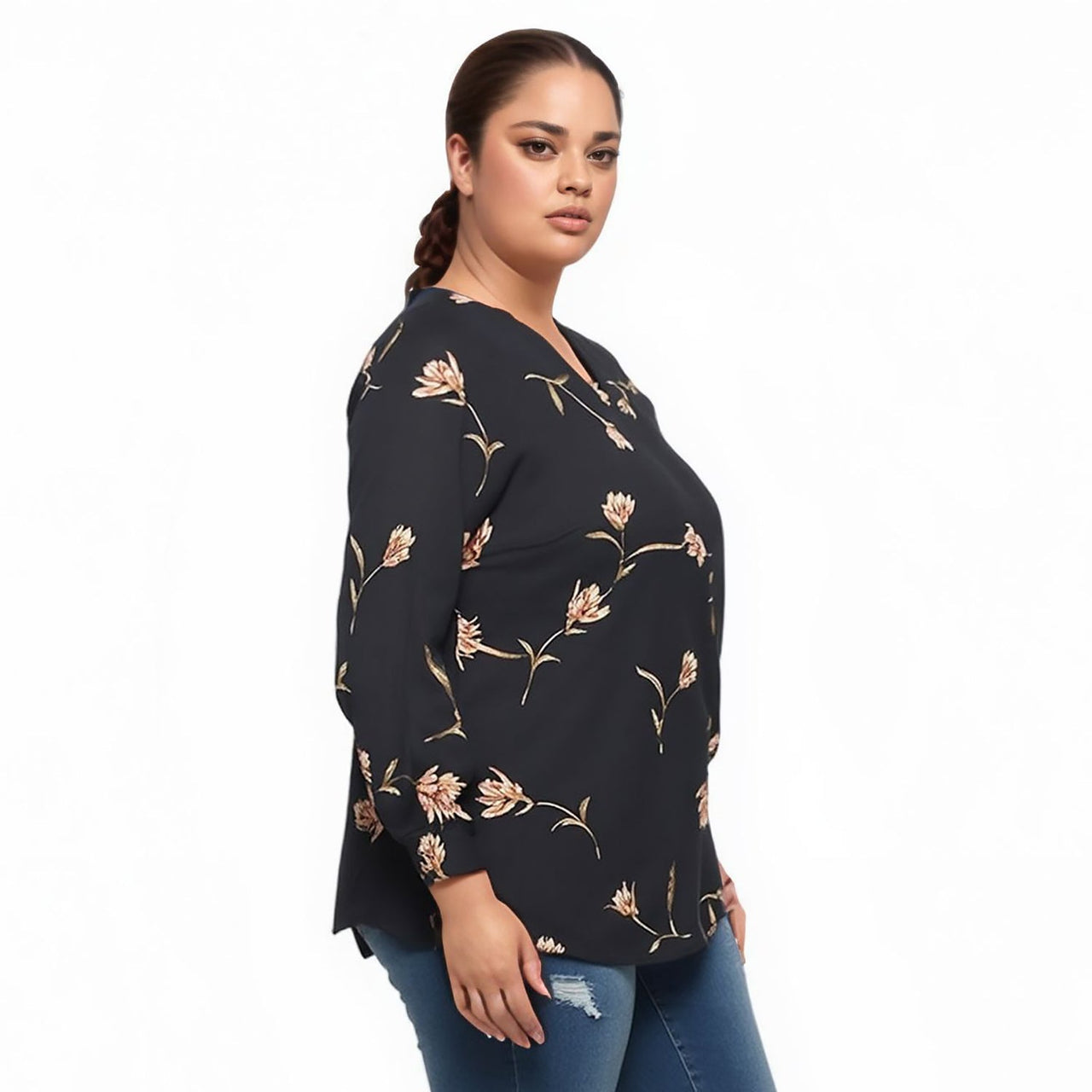Pleione Plus Size Self-Tie Wrap Front Blouse