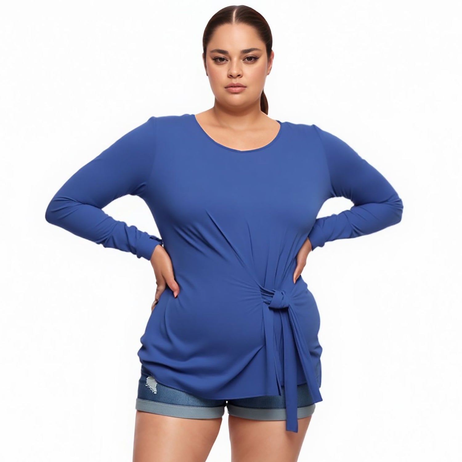 Pleione Plus Size Self-Tie Wrap Front Blouse