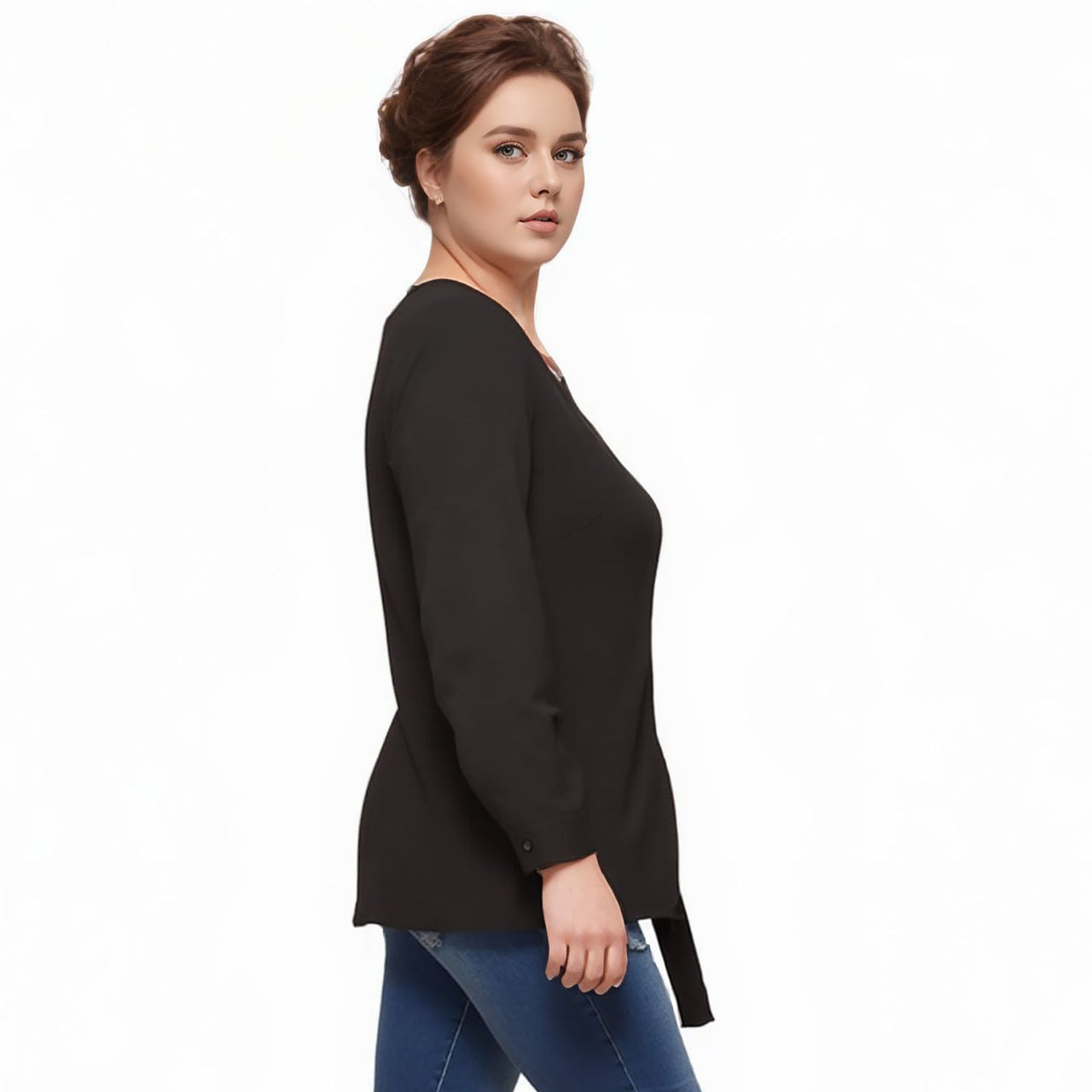 Pleione Plus Size Self-Tie Wrap Front Blouse