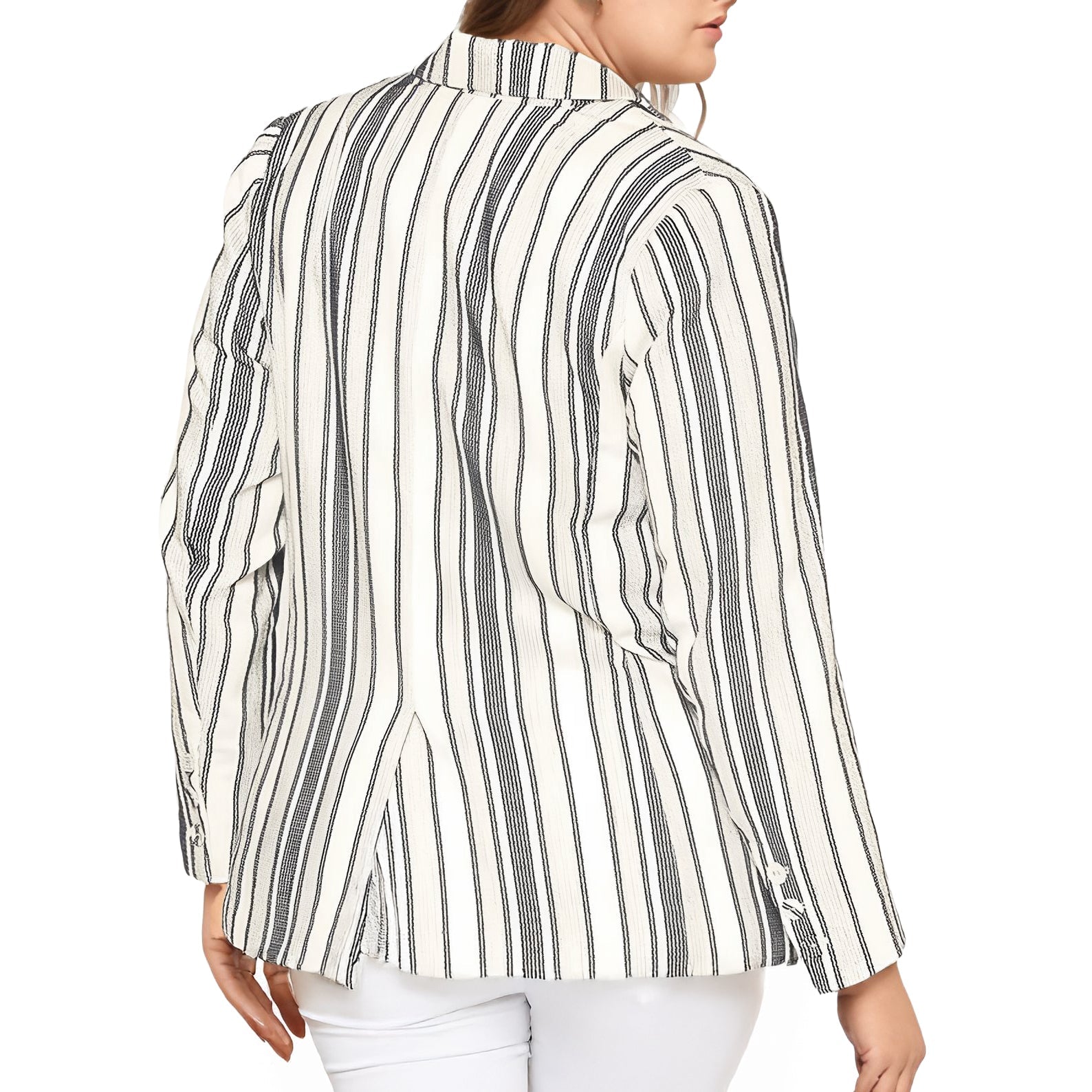 Women's Plus Size Stripe Blazer in Blue White