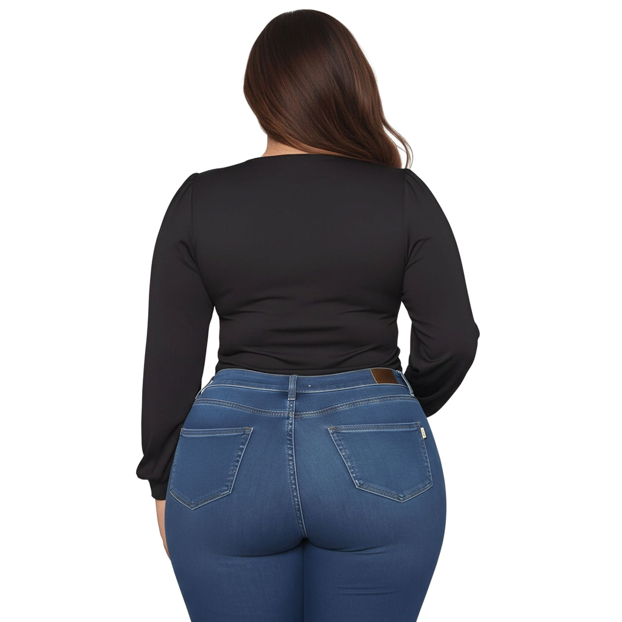 Pleione Plus Size Women's Ribbed Square Neck Bodysuit