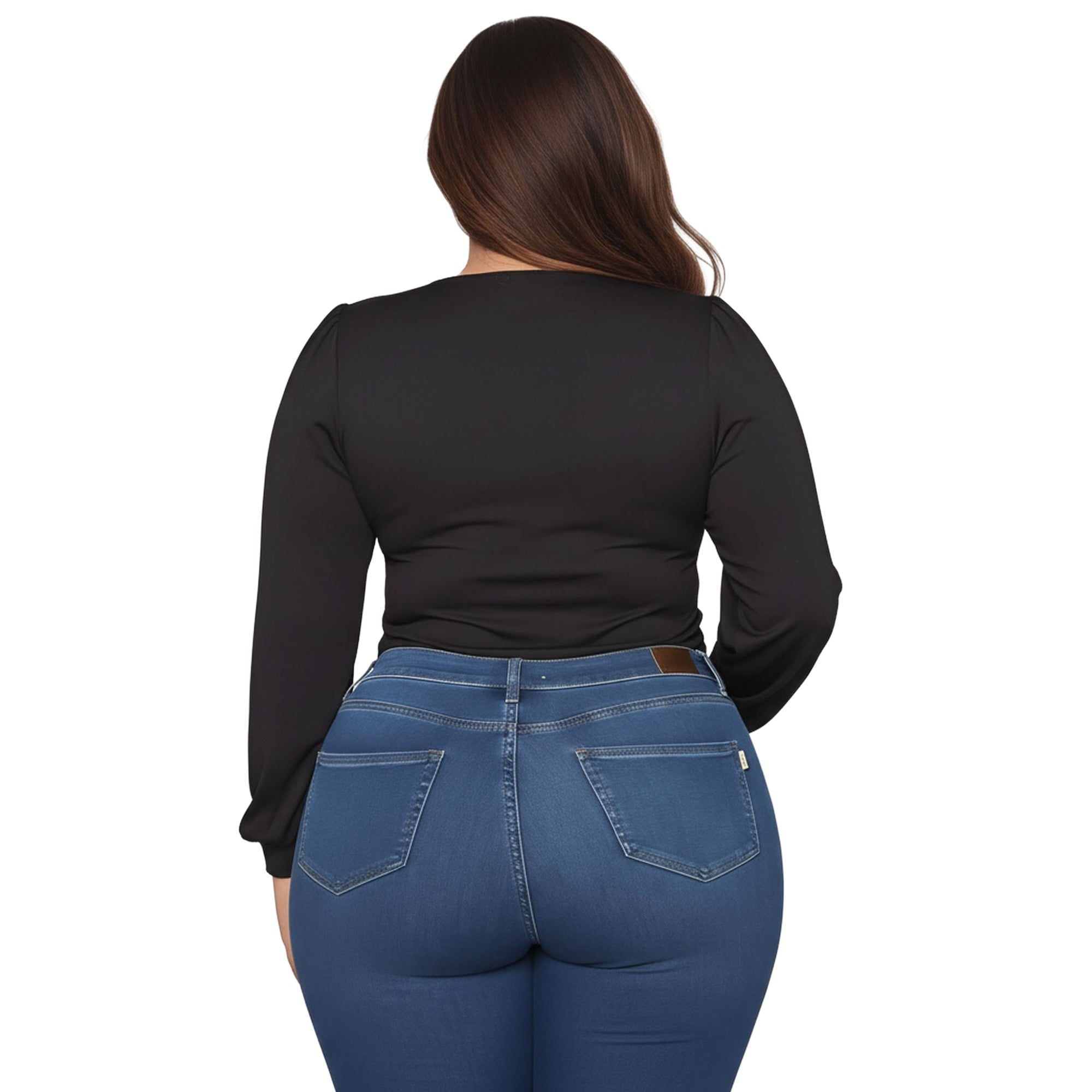 Pleione Plus Size Women's Ribbed Square Neck Bodysuit
