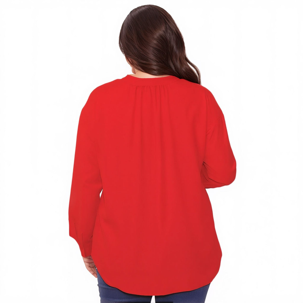 Pleione Plus Size Women's Mandarin Collar Tie Hem Blouse