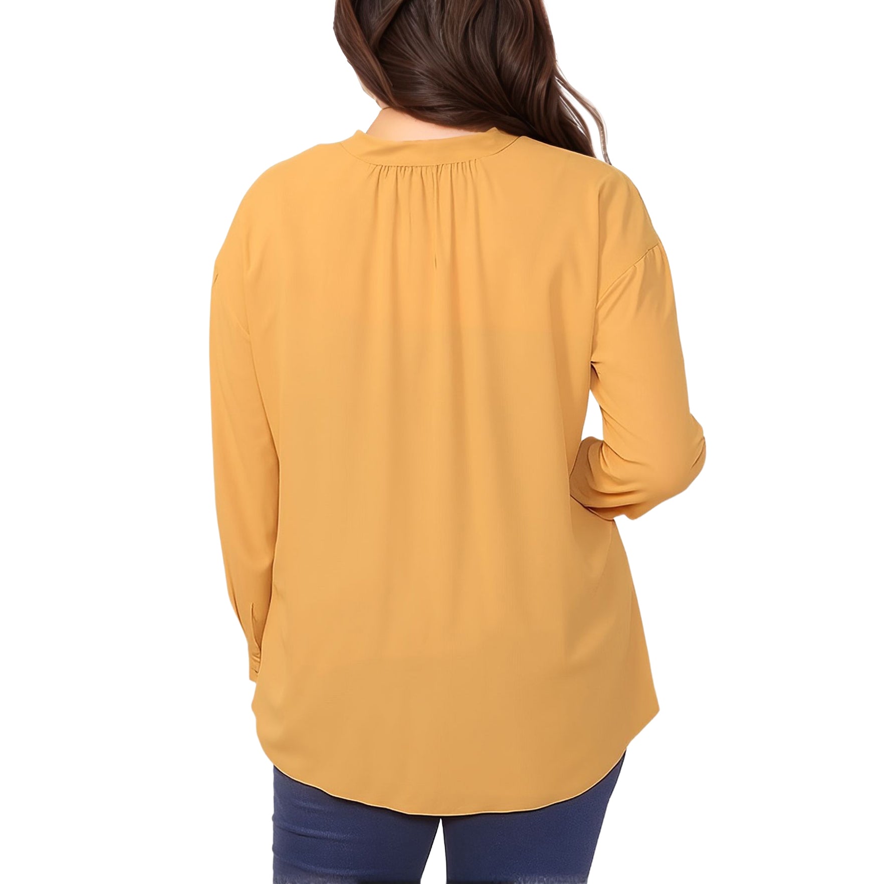 Pleione Plus Size Women's Mandarin Collar Tie Hem Blouse