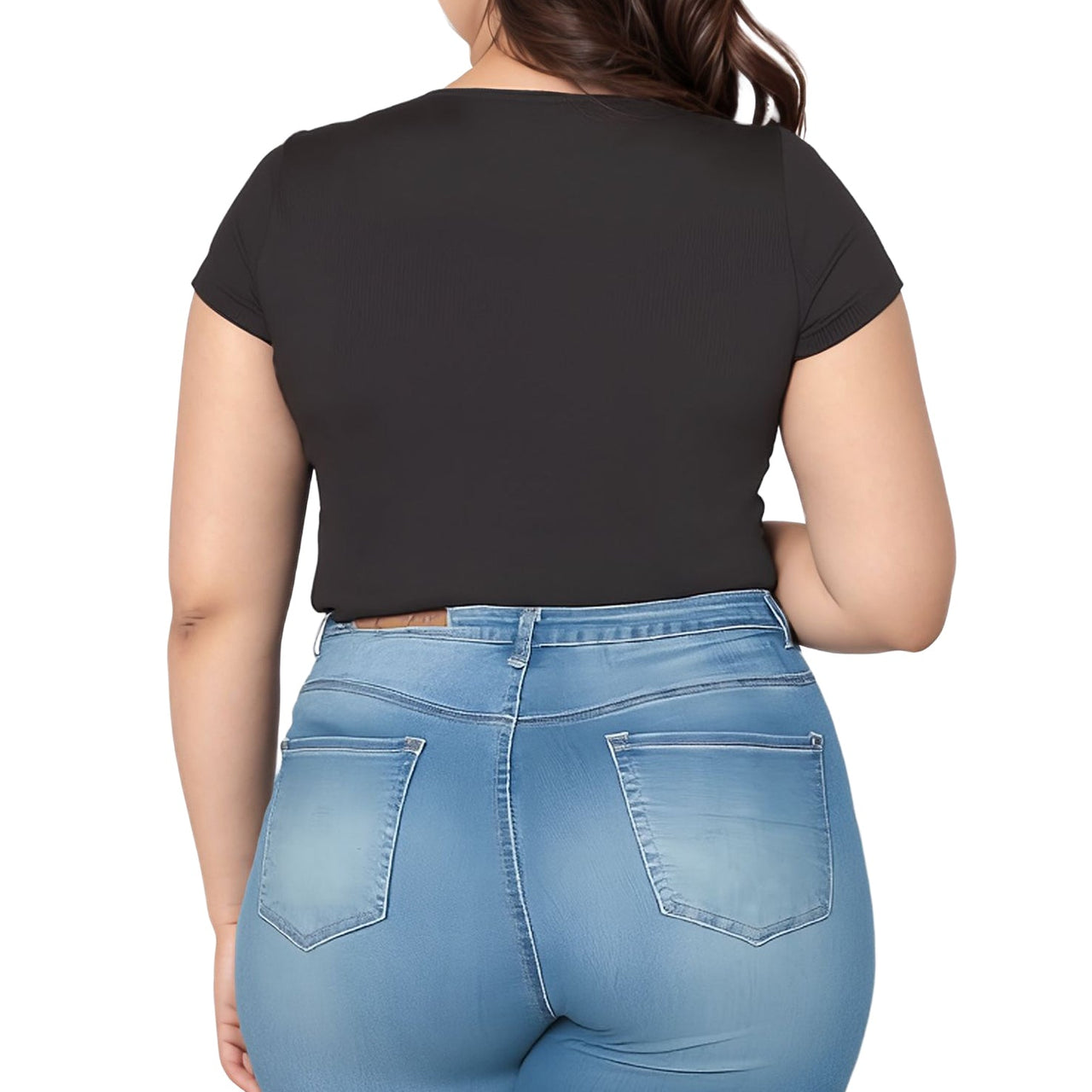 Pleione Plus Size Women's Ribbed Funnel Bodysuit