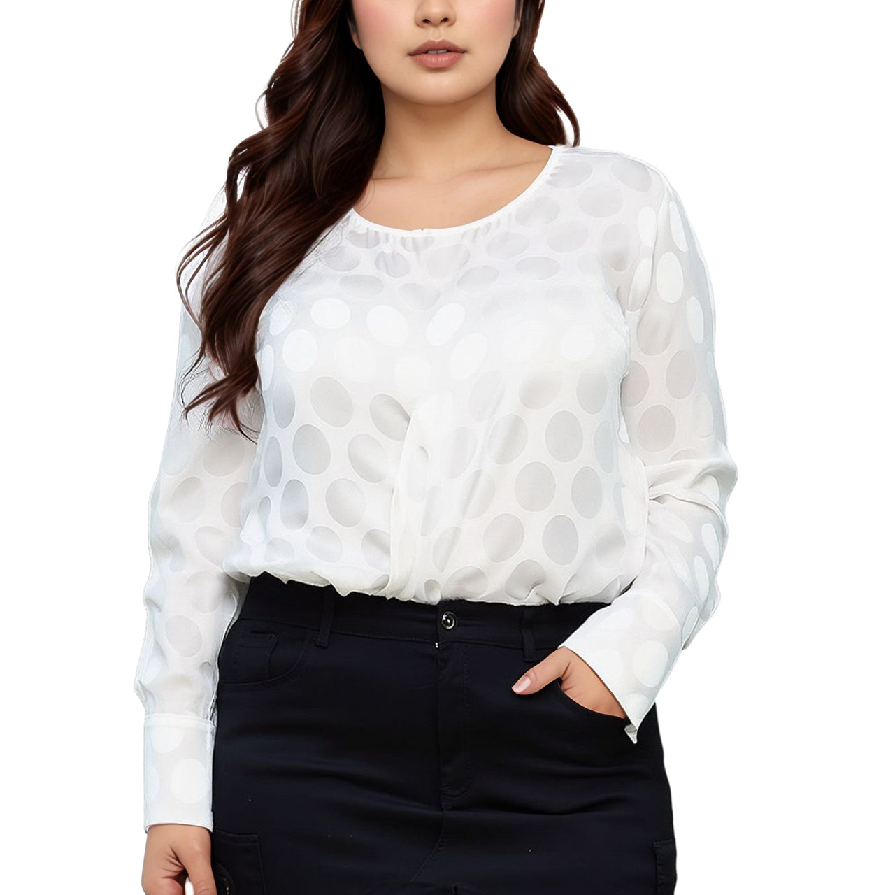 Pleione Plus Size Women's Cross Front Crewneck Blouse Top