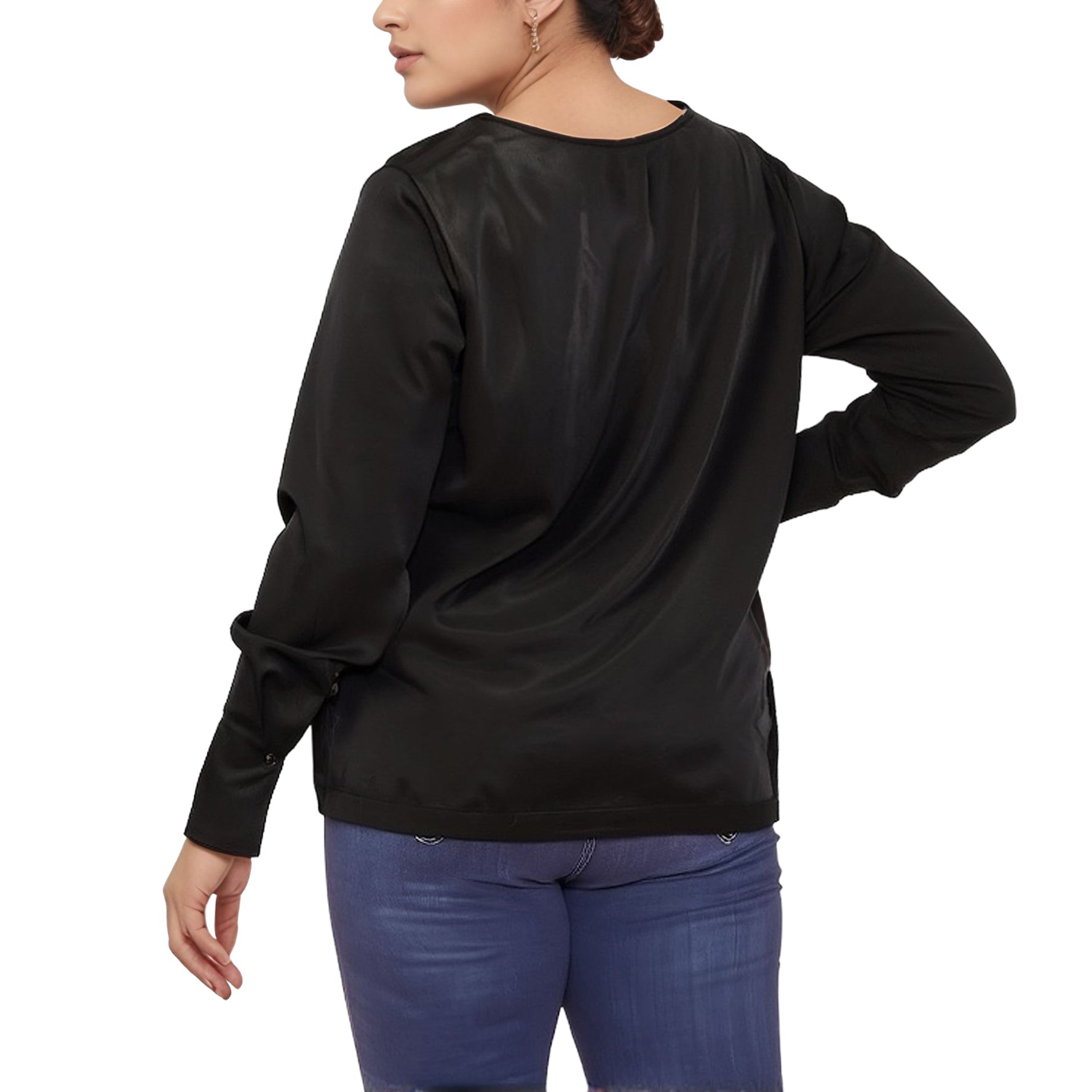 Pleione Plus Size Women's Cross Front Crewneck Blouse Top
