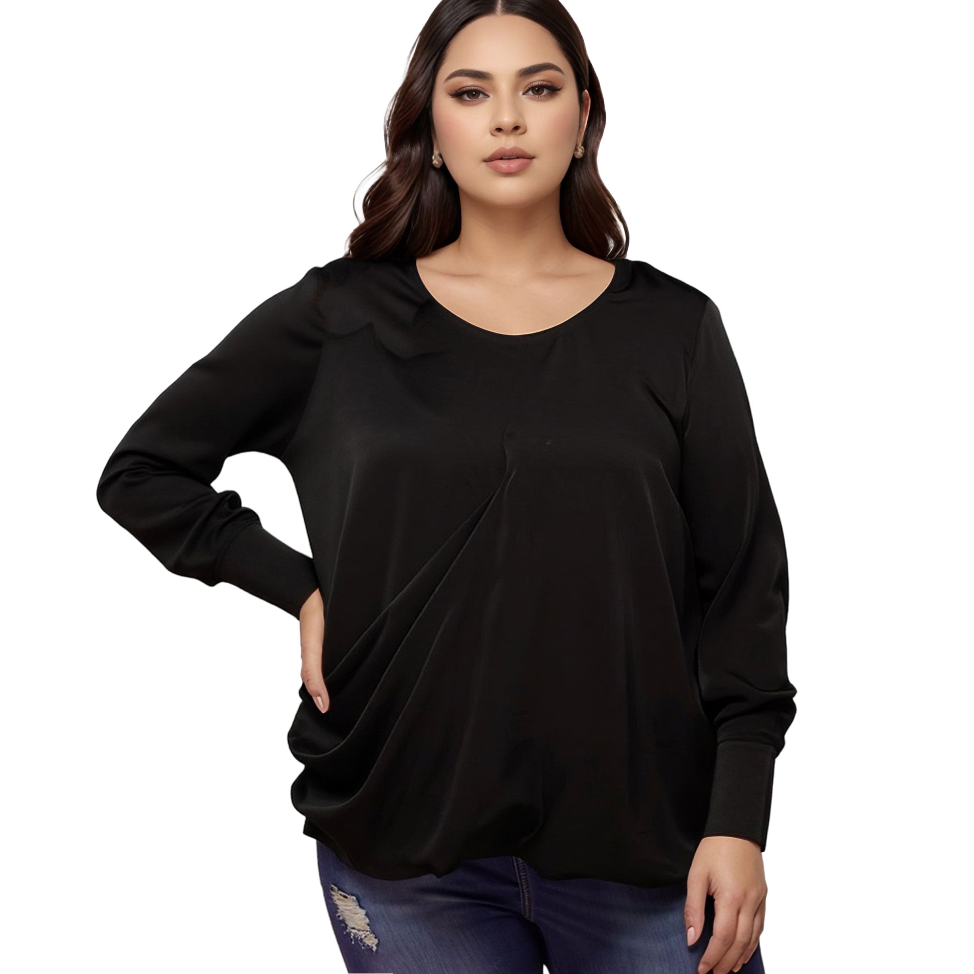 Pleione Plus Size Women's Cross Front Crewneck Blouse Top