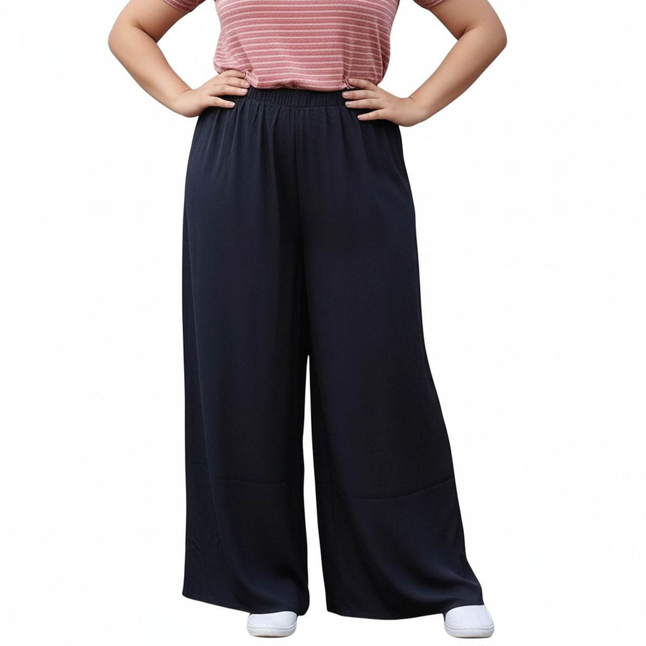 Pleione Plus Size Women's Tassel Drawstring Palazzo Pants
