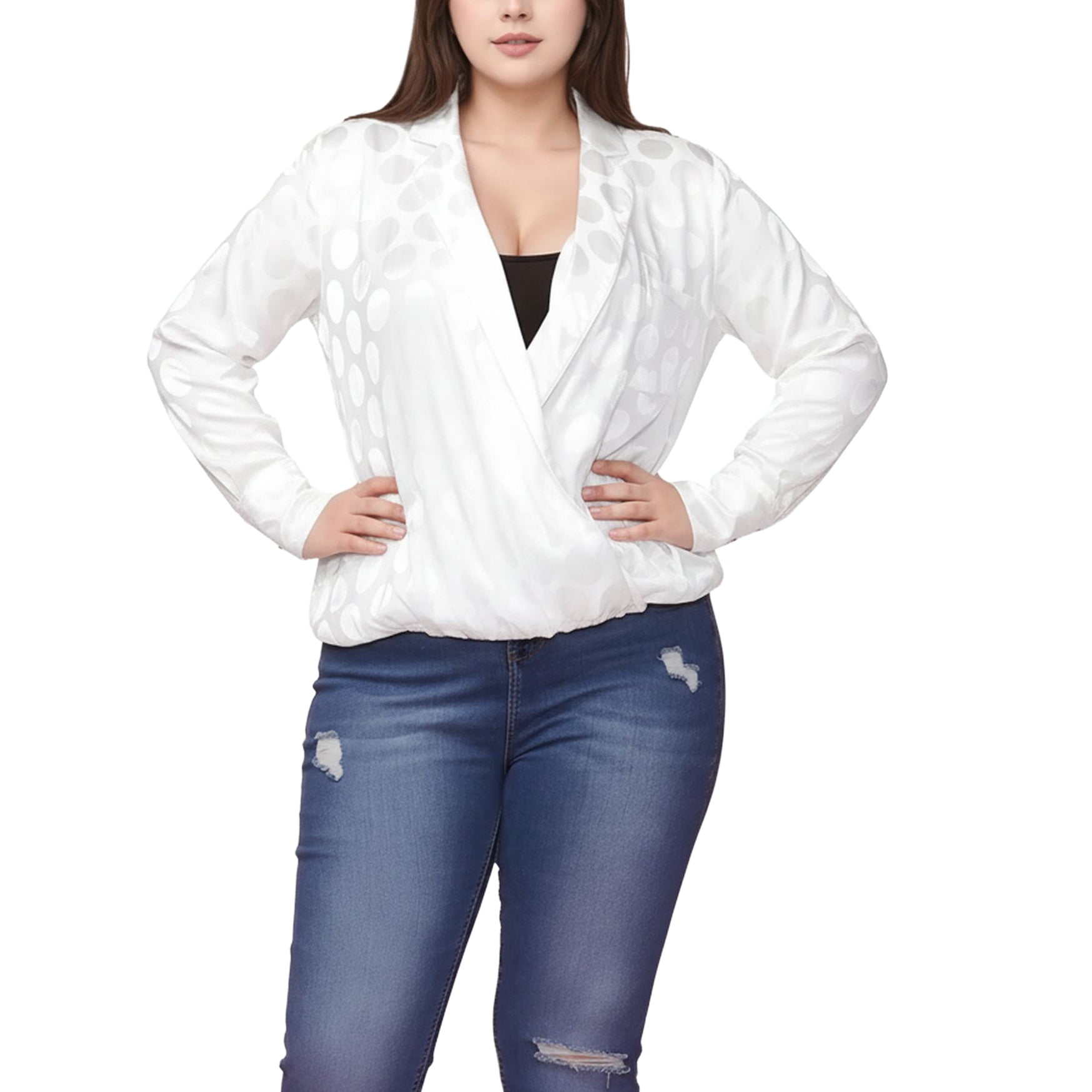 Pleione Plus Size Women's V-neck Surplice Front Pajama Blouse
