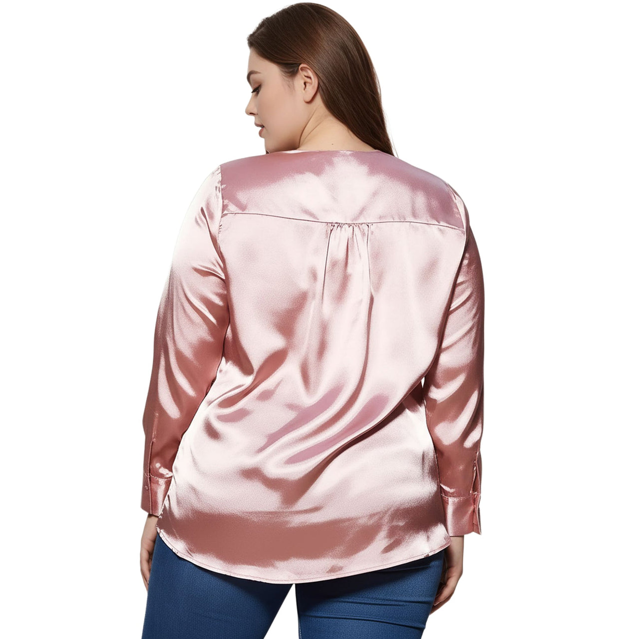 Pleione Plus Size Women's Charmeuse Contrast Cross Front Blouse