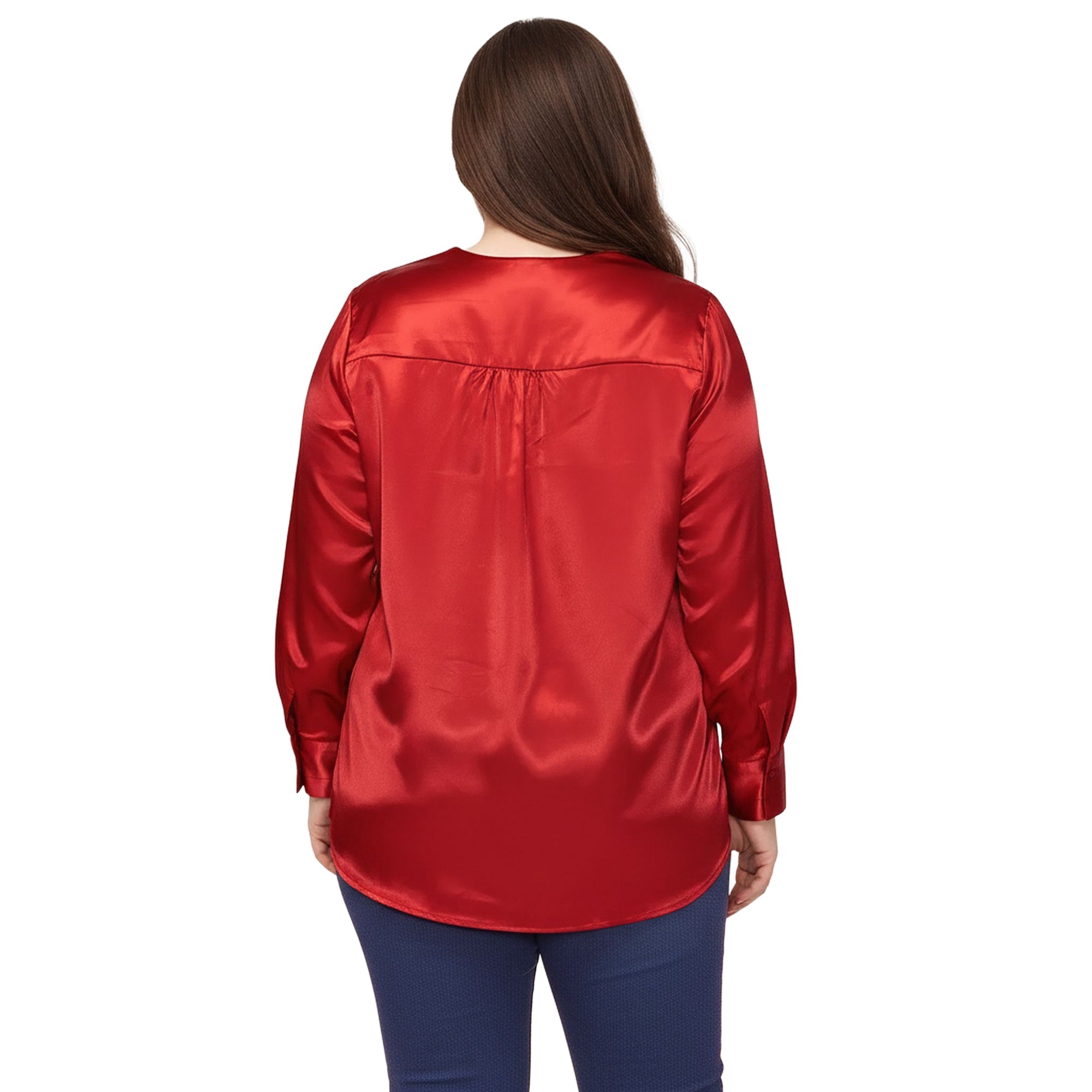 Pleione Plus Size Women's Charmeuse Contrast Cross Front Blouse