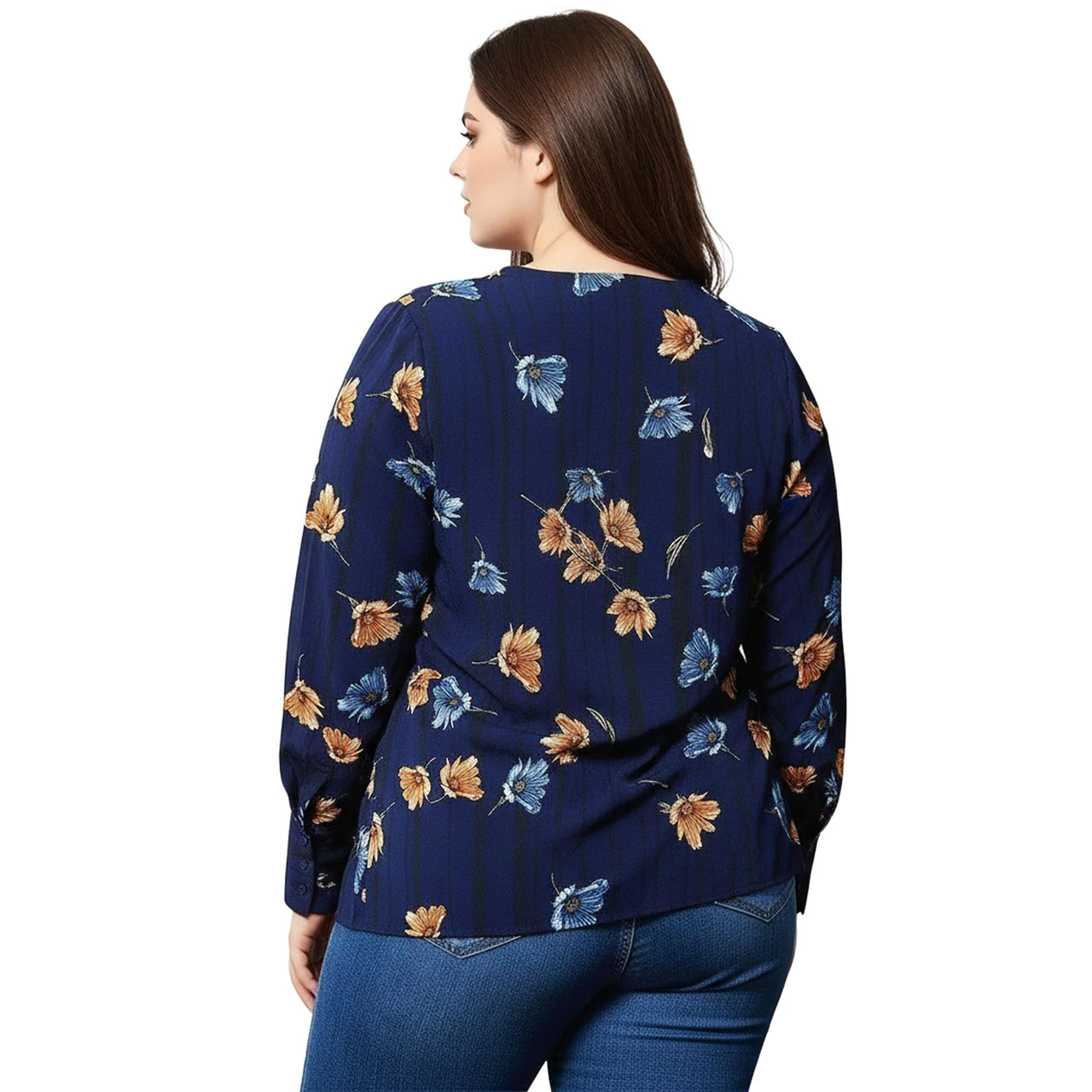 Pleione Plus Size Wrap Front Long Sleeve Blouse