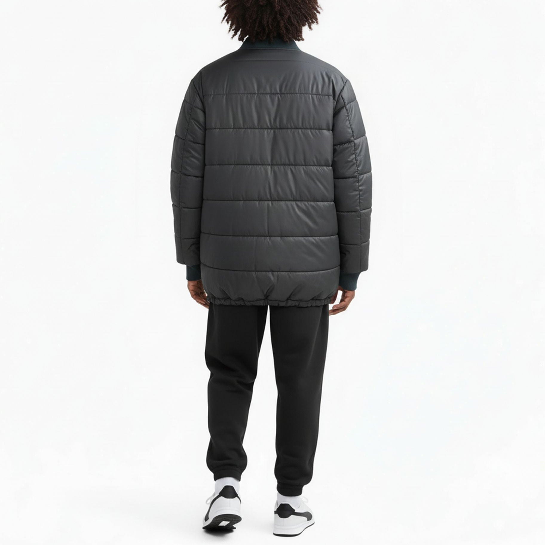 Konus Men's Reversible Long Bomber Jacket in Black