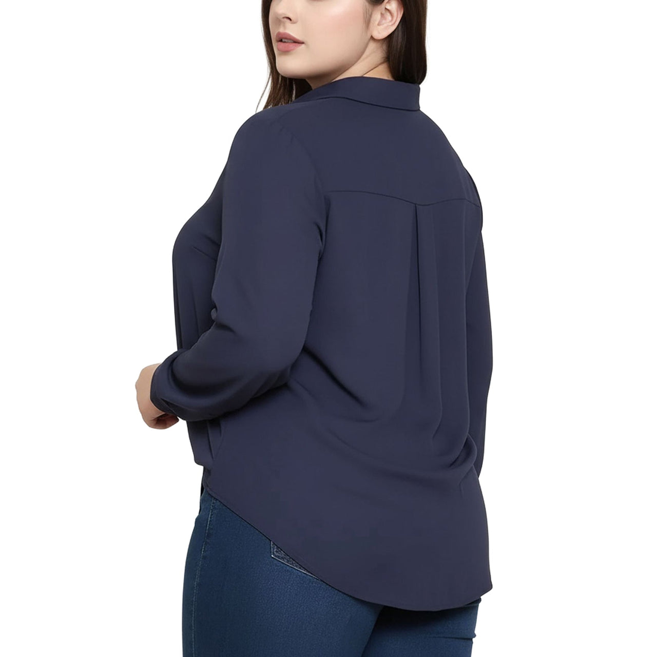Pleione Plus Tie-Front Button-Down Blouse