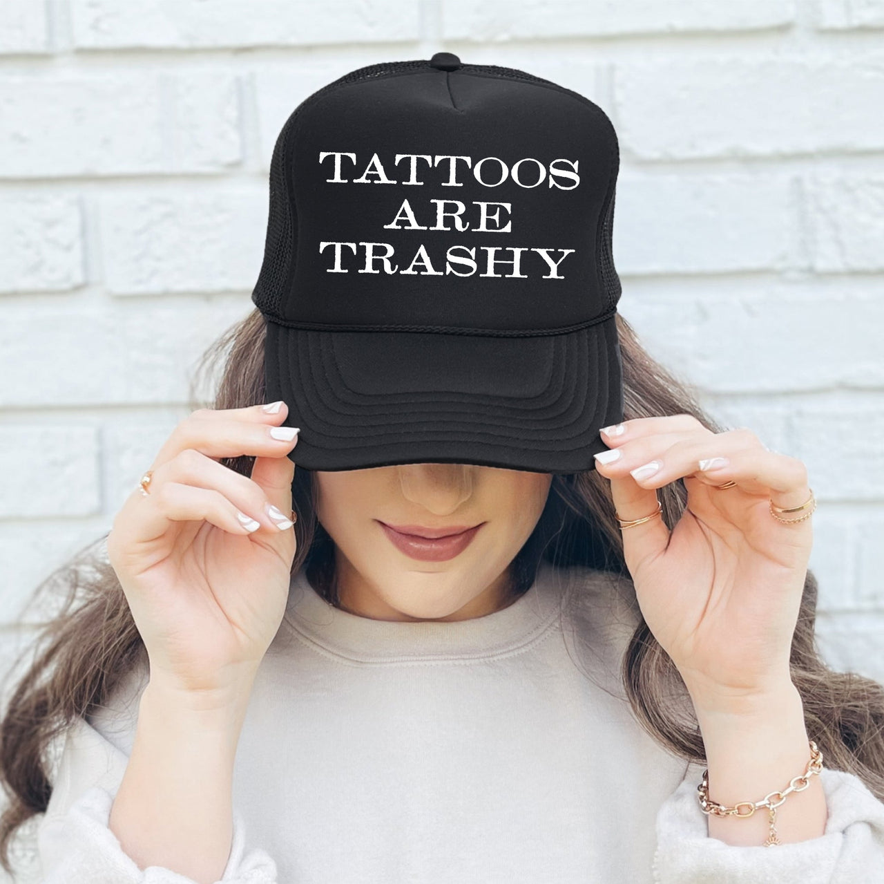 Tattoos Are Trashy, Sassy, Funny Limited Edition Quote Collection Graphic Trucker Hat